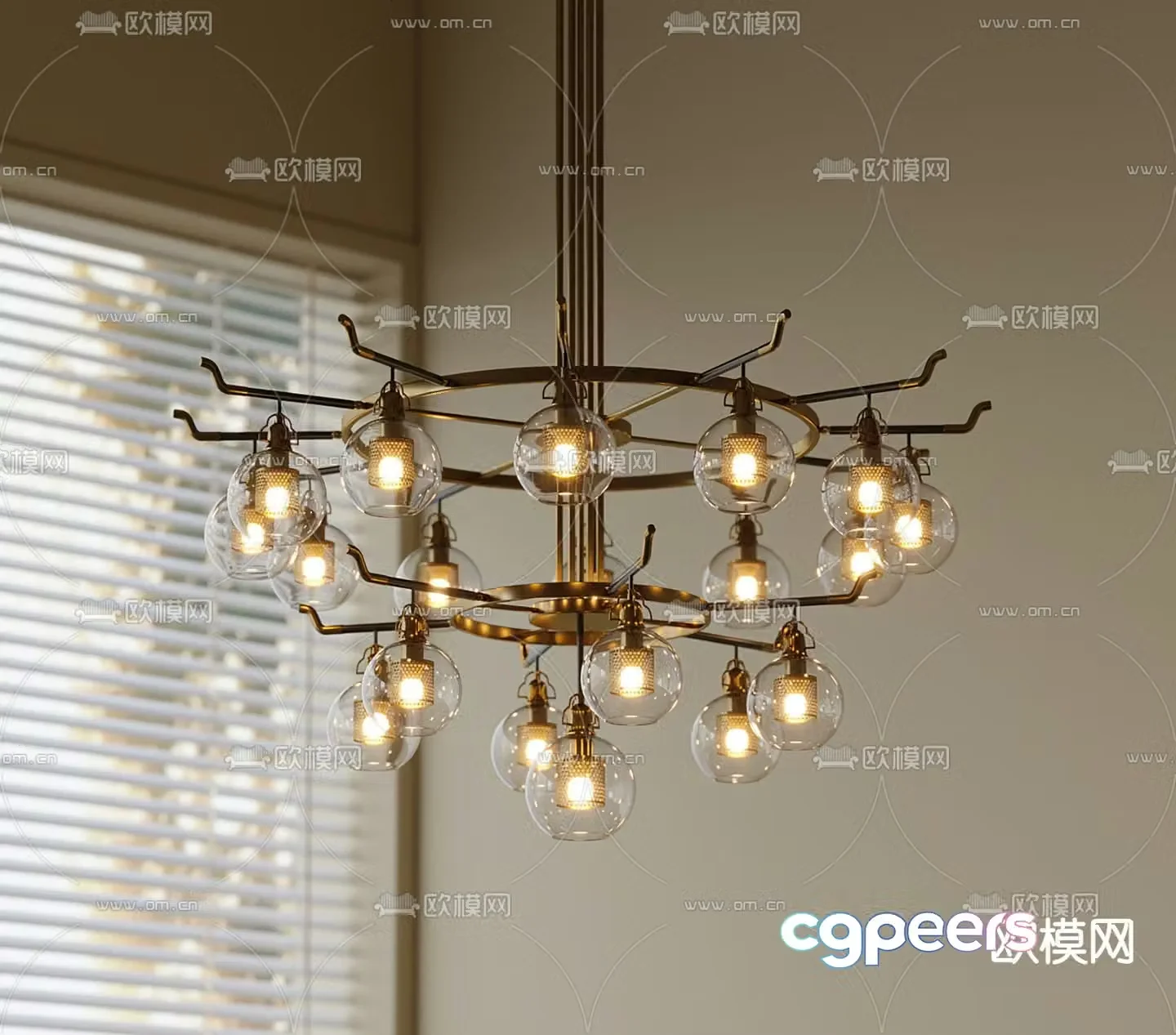 Industrial style chandelier double layer chandelier 3d model