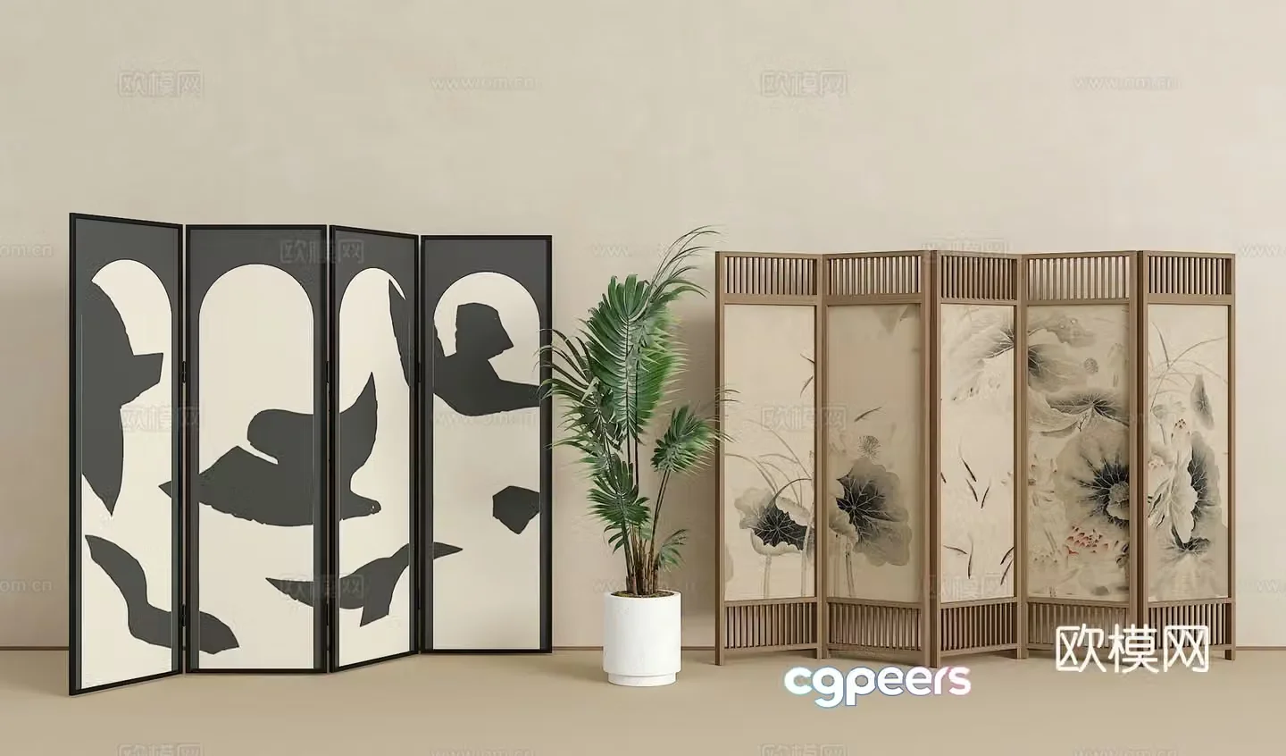 Screen partition Folding screen Folding partition 3D model