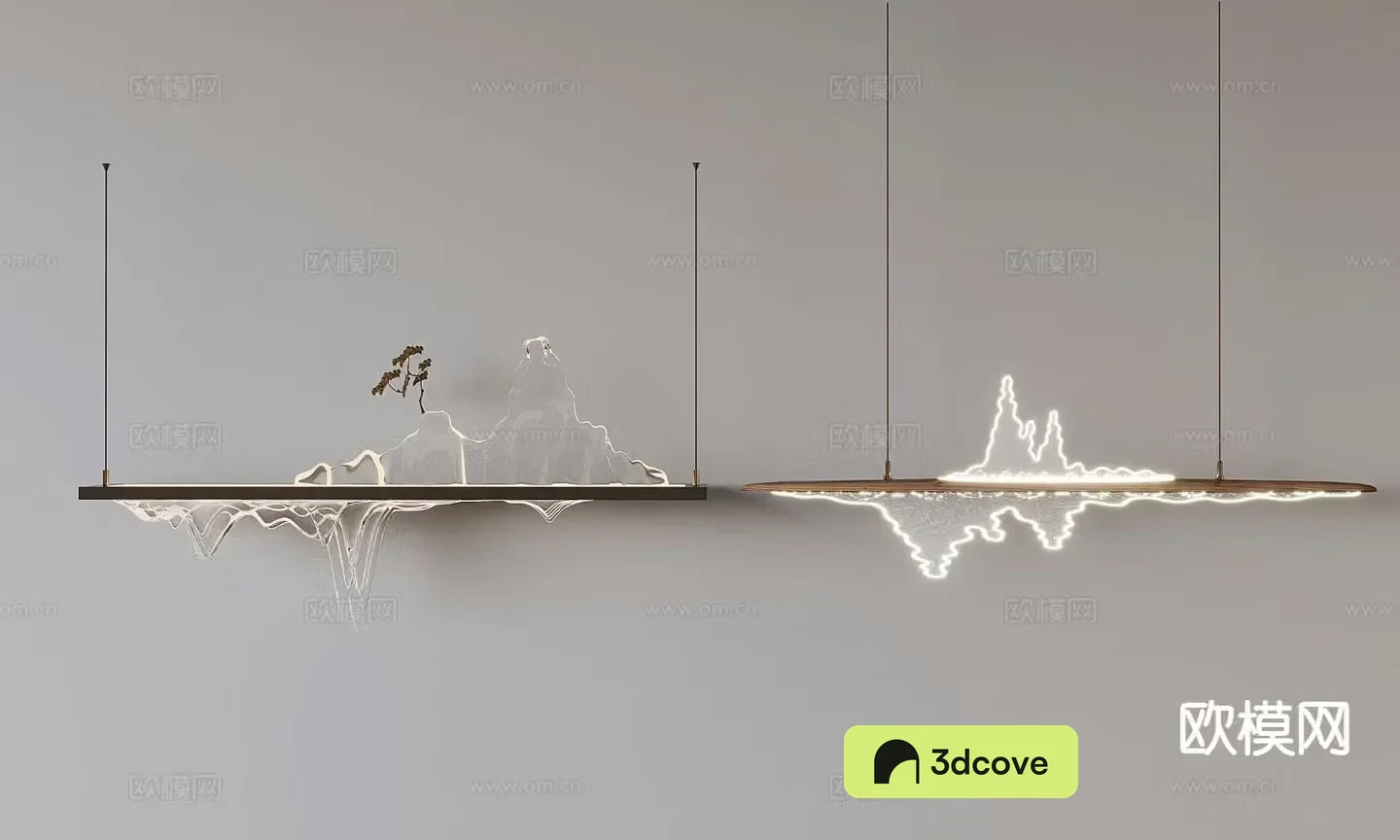 New Chinese style straight chandelier landscape chandelier