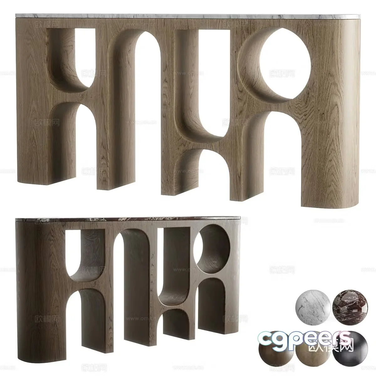Modern Italian solid wood entrance cabinet end viewing platform 3D model