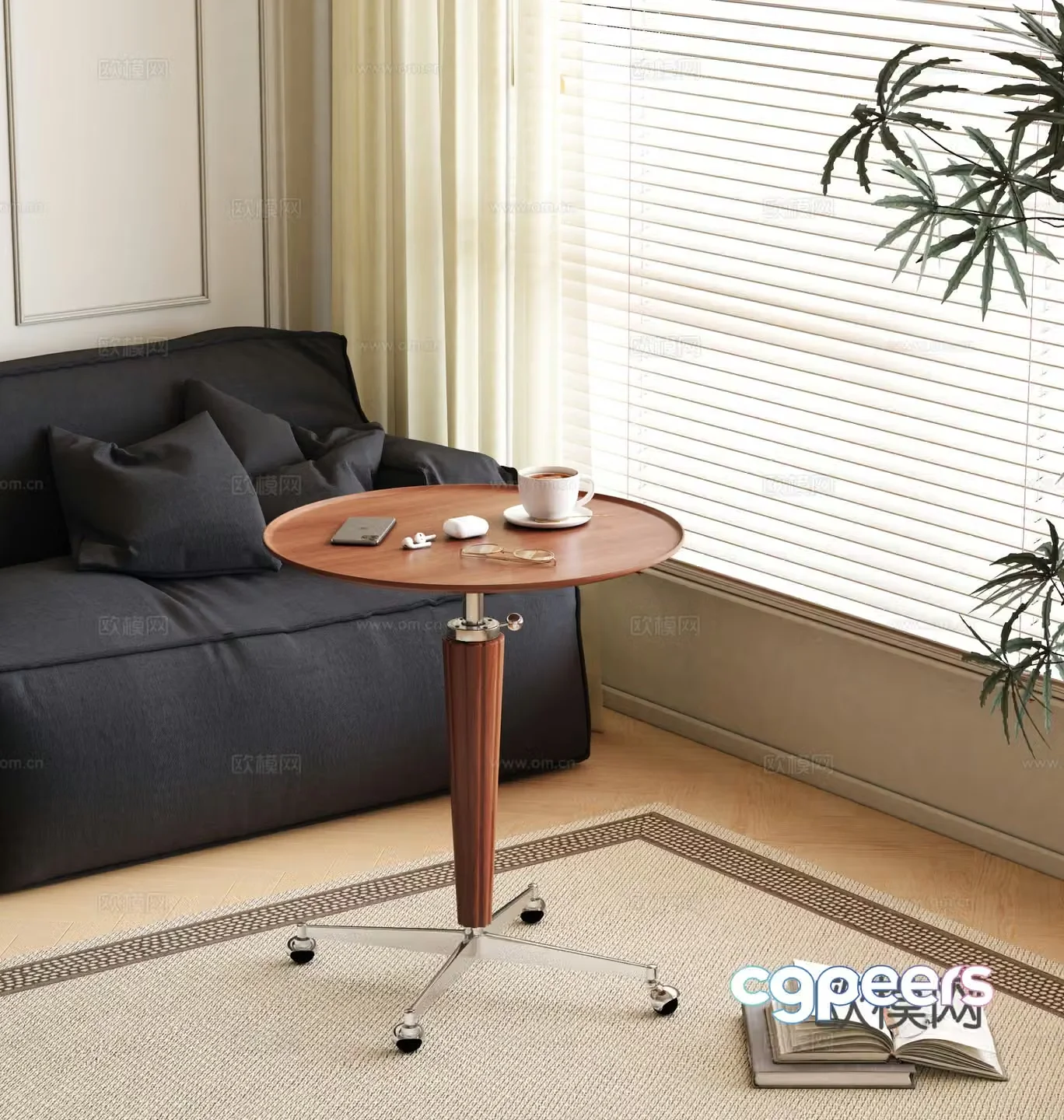 Modern medieval side table mobile side table metal side table sofa side table solid wood side table 3D model