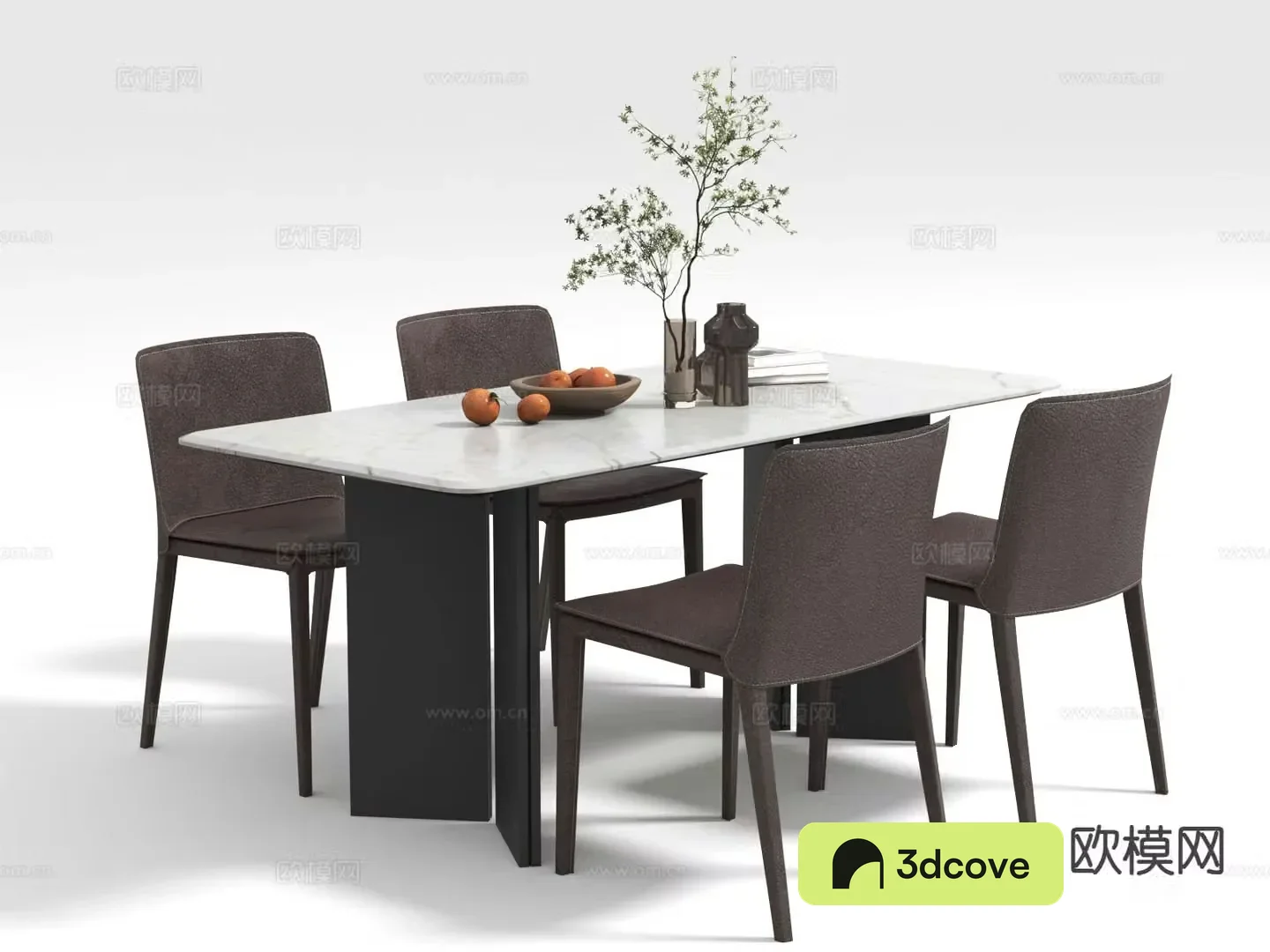 Modern marble dining table and chairs