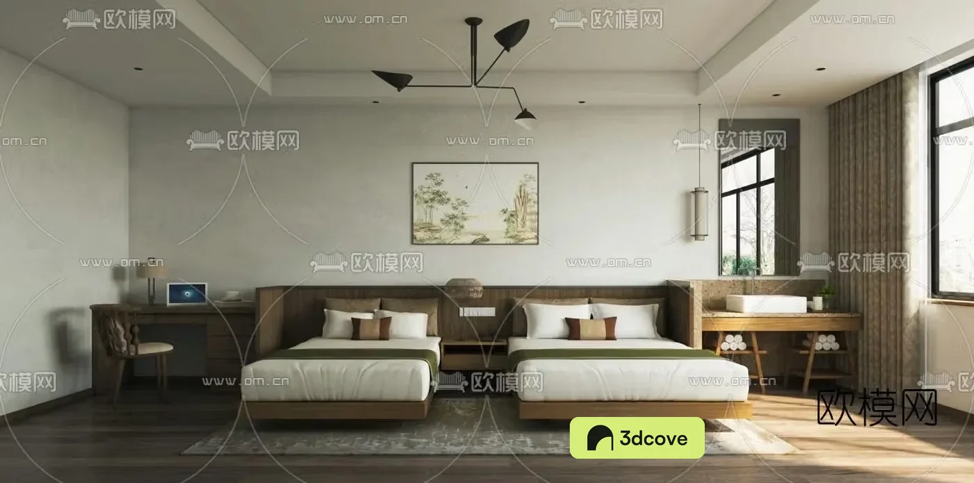 Natural style B&B twin room