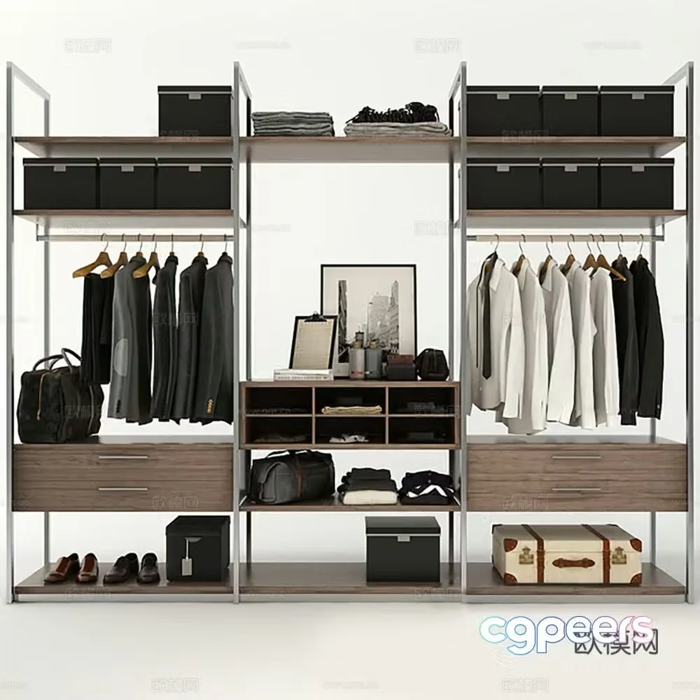 Doorless wardrobe shelf 3d model