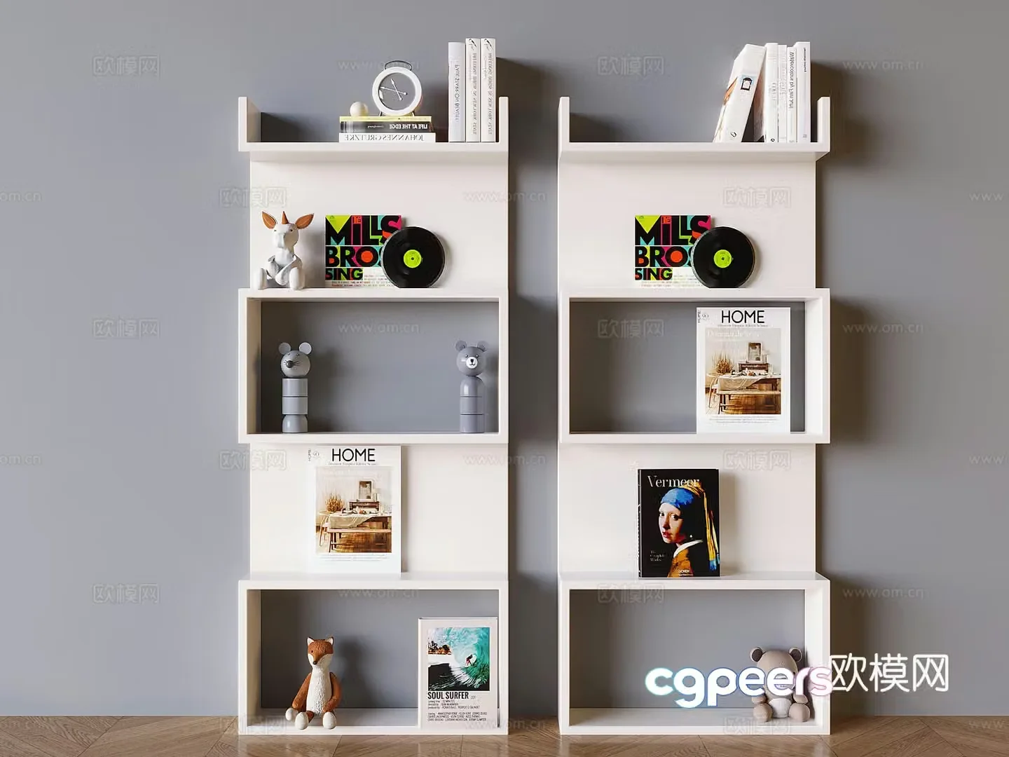 Nordic bookshelf storage cabinet 3d model