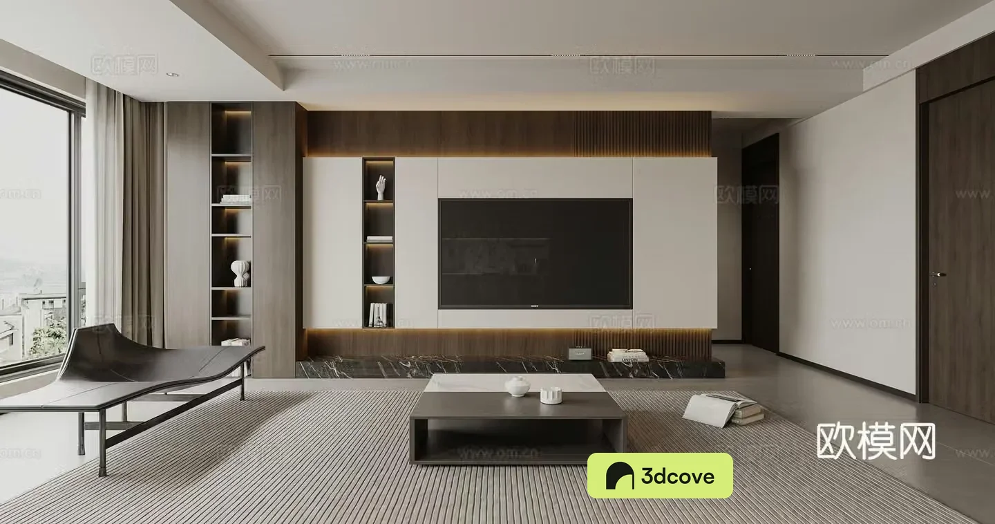 Modern retro living and dining room