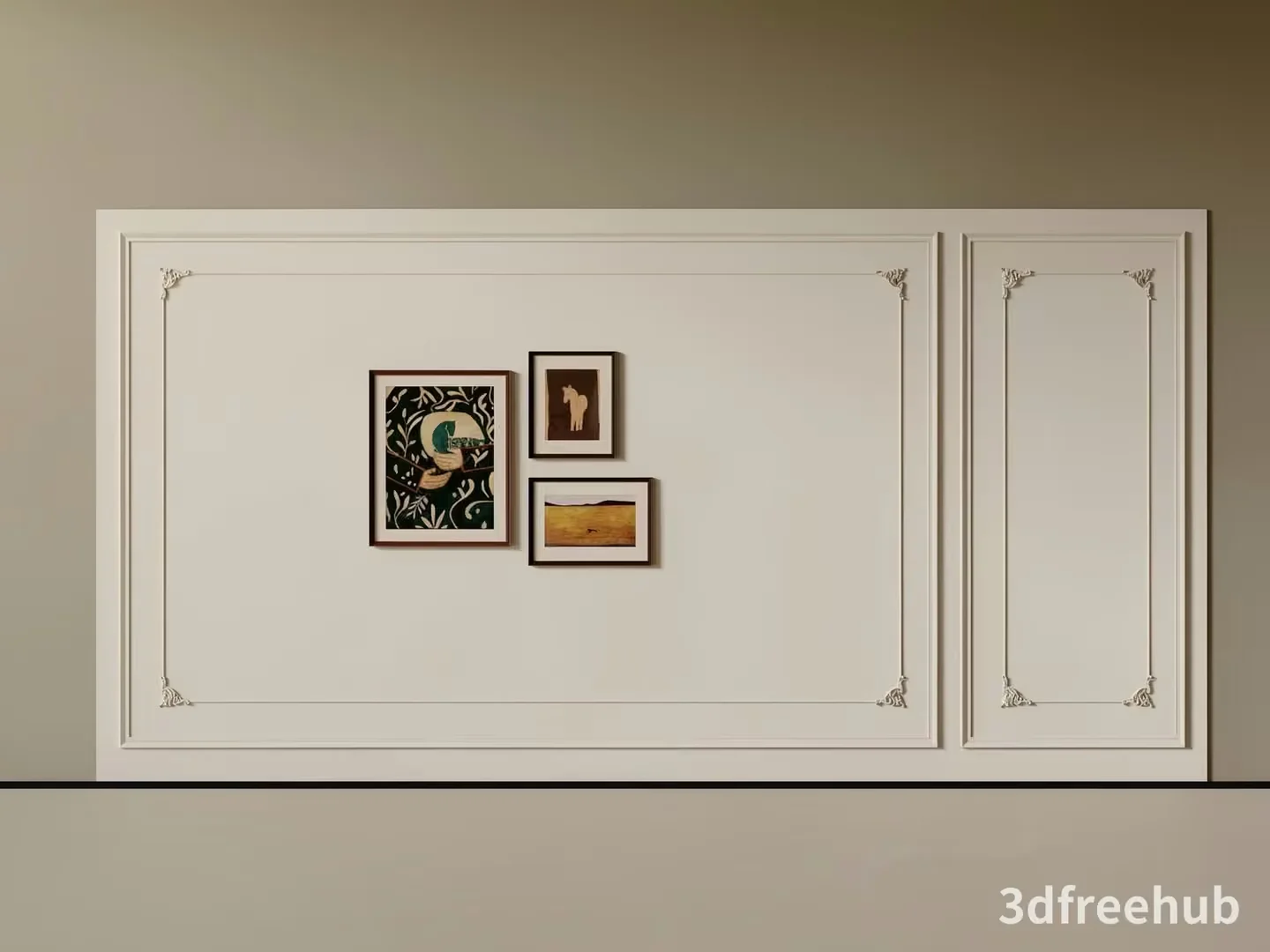 Three Framed Pictures On A Wall 3D Model – 20410 – VRAY Render