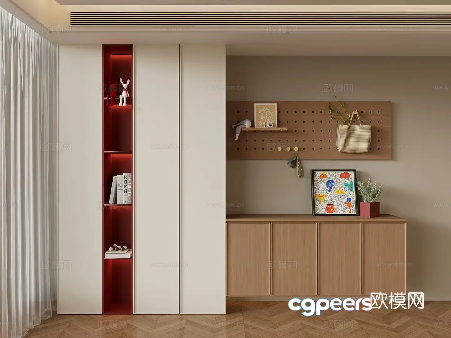 Modern porch shoe cabinet 3d model