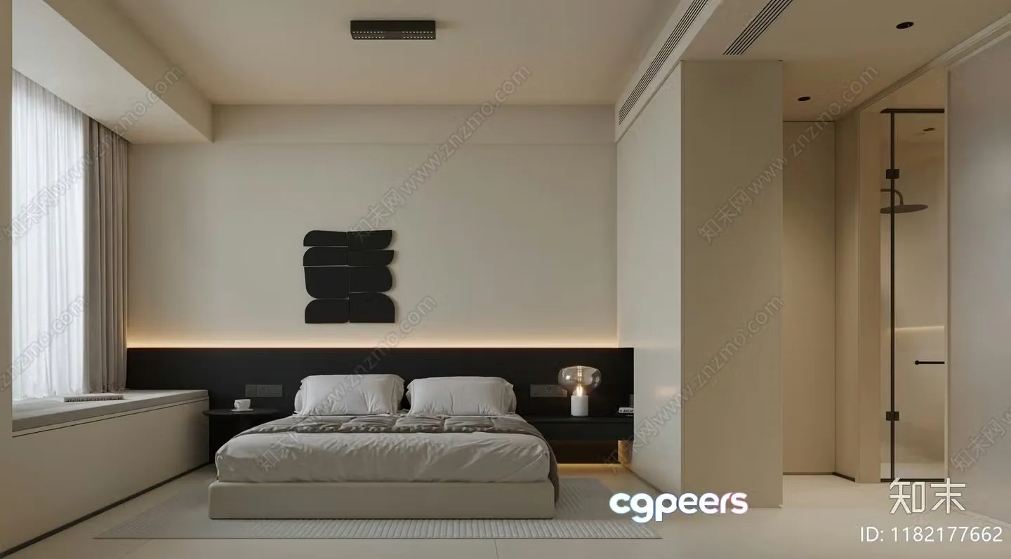 Modern Minimalist Bedroom 3D Model – 7851 – VRAY Render