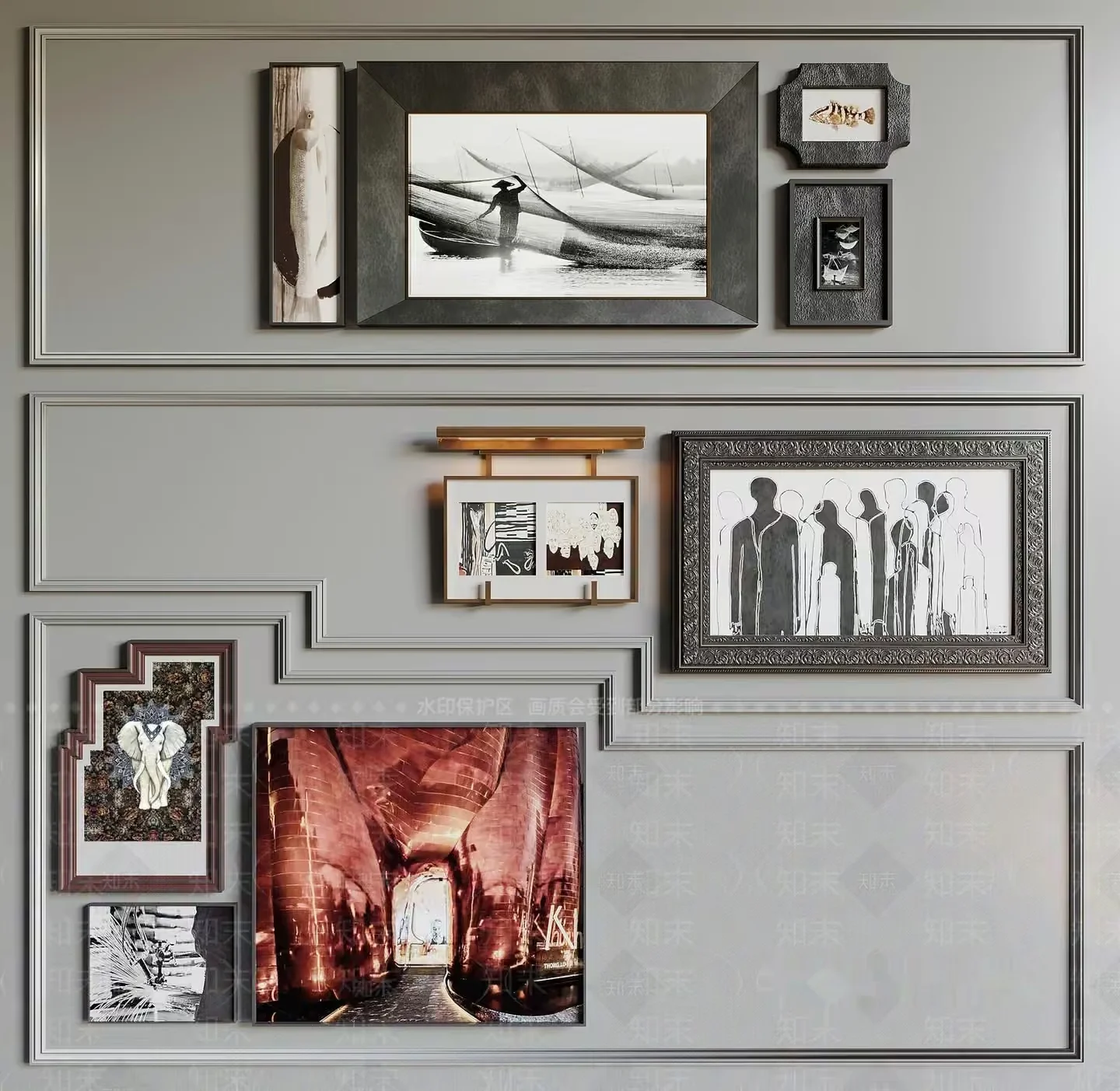 Black And White Art Pieces 3D Model – 15194 – VRAY Render