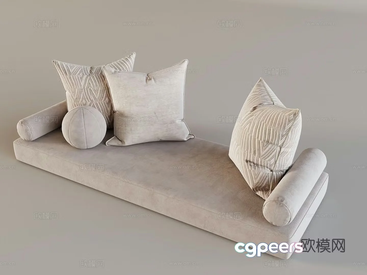 Cream style soft bag seat cushion bay window cushion 3d model