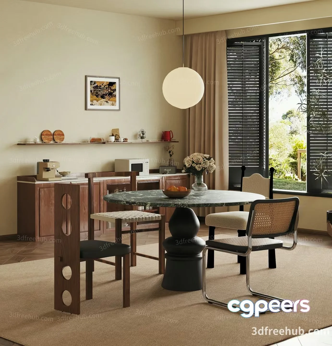 Modern Dining Room 3D Model – 21286 – VRAY Render
