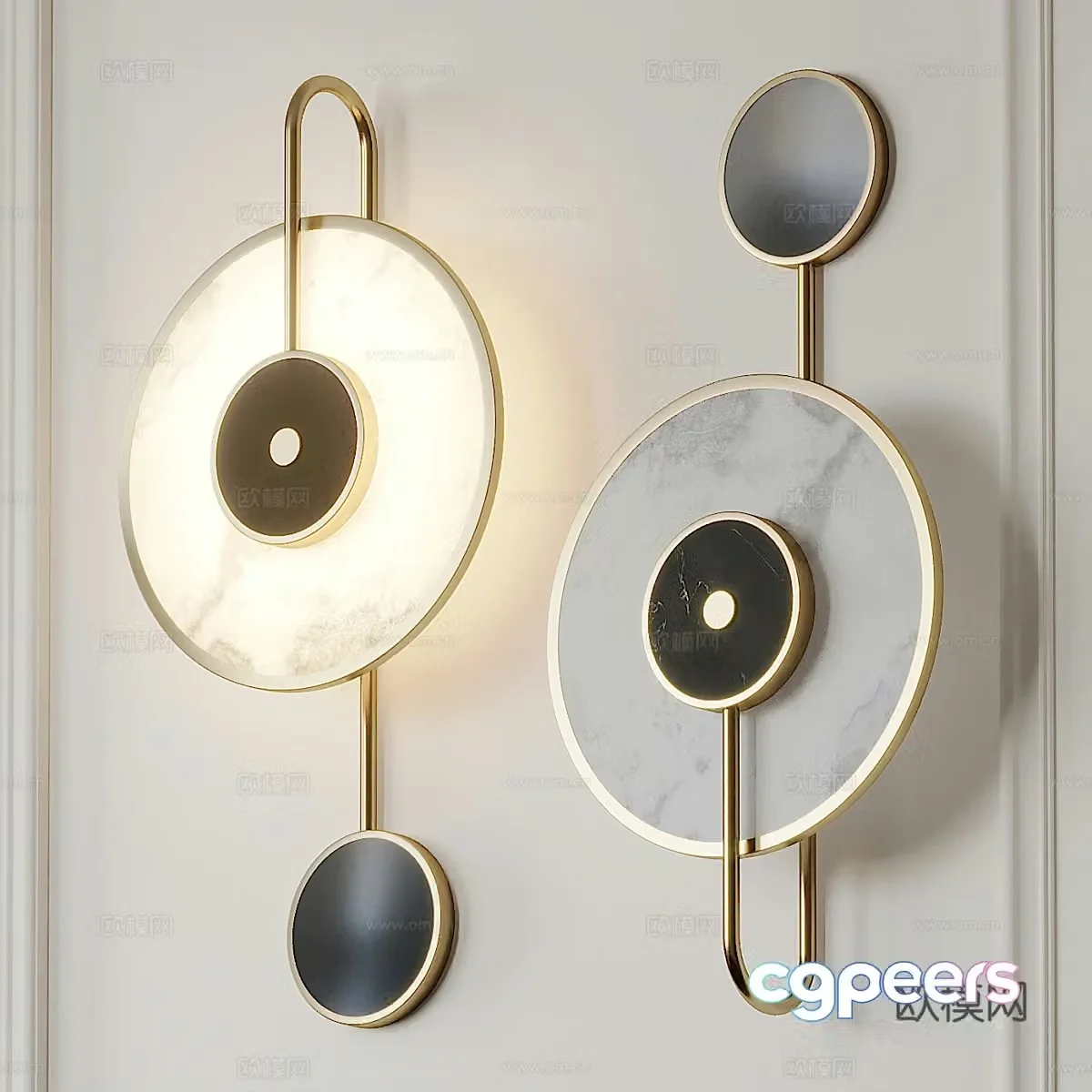 New Chinese disc metal wall lamp 3D model