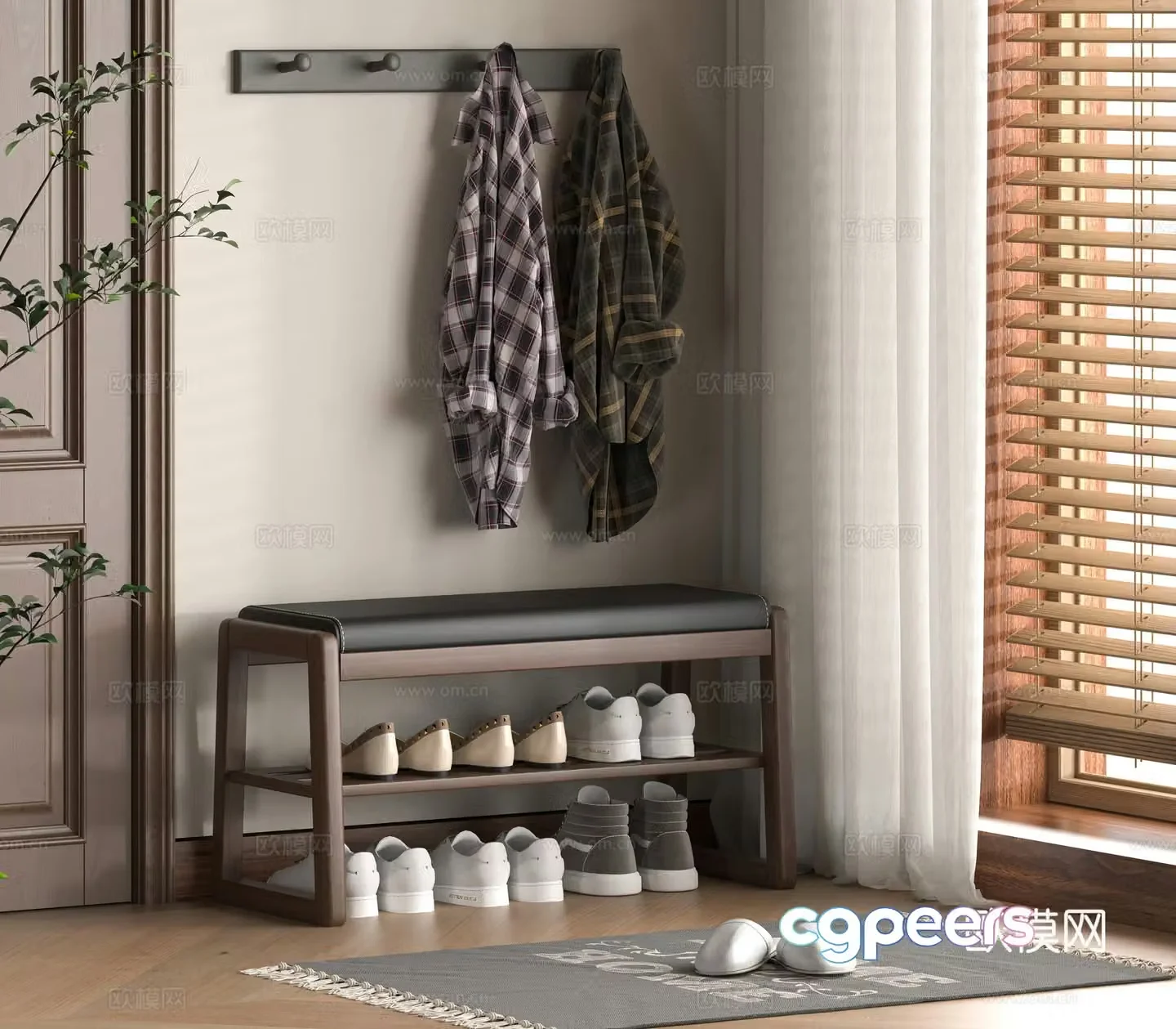 Modern shoe changing stool 3d model
