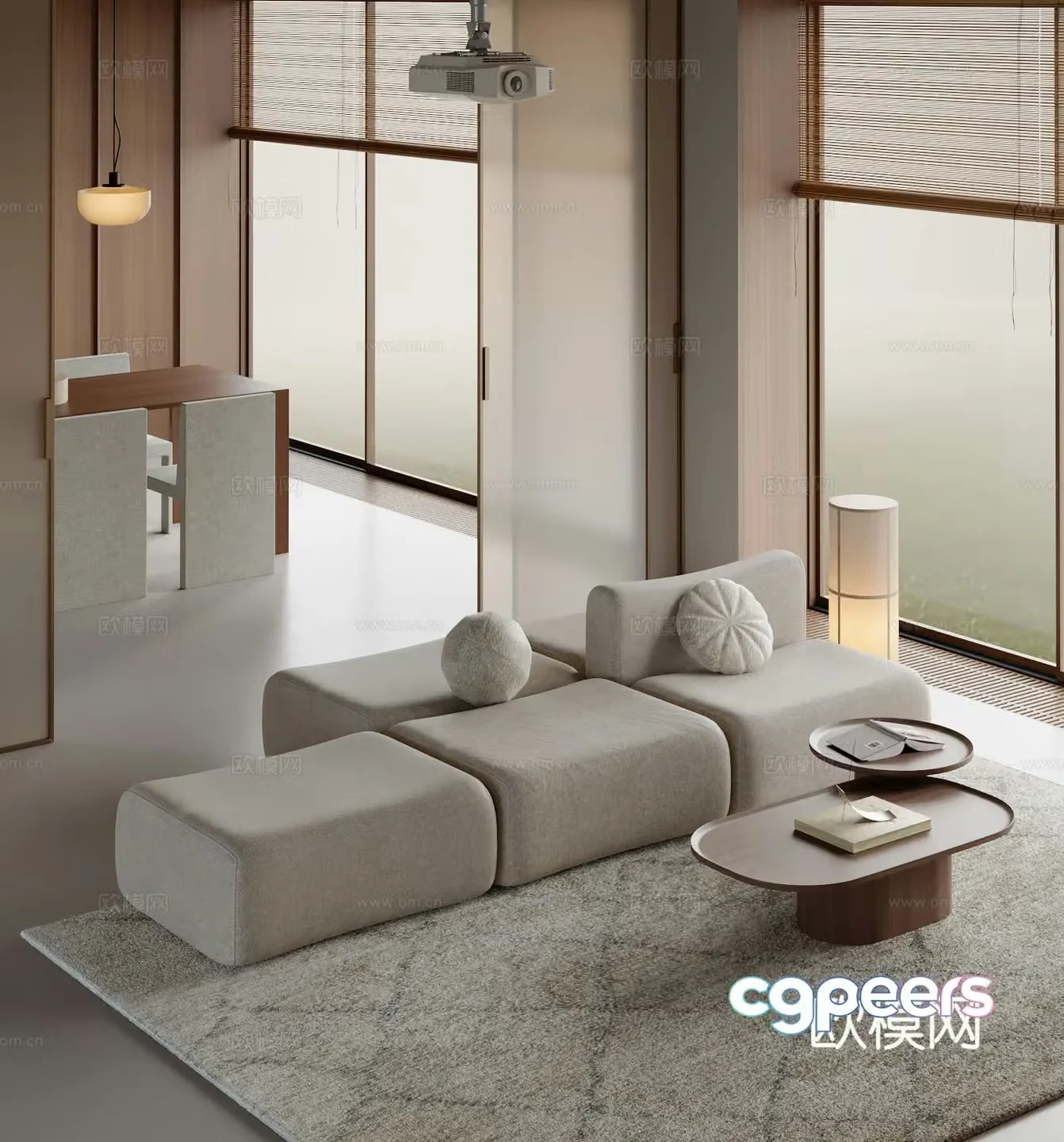 Modern splicing sofa upholstered sofa 3d model