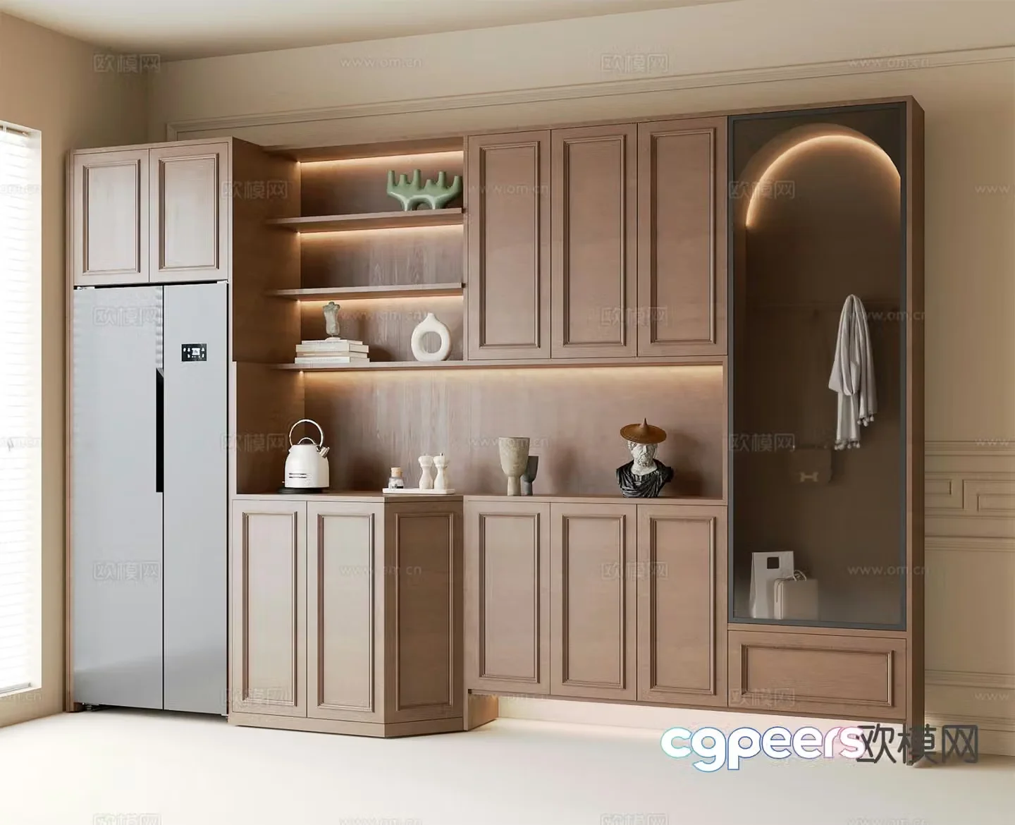 New Chinese style entrance shoe cabinet 3D model