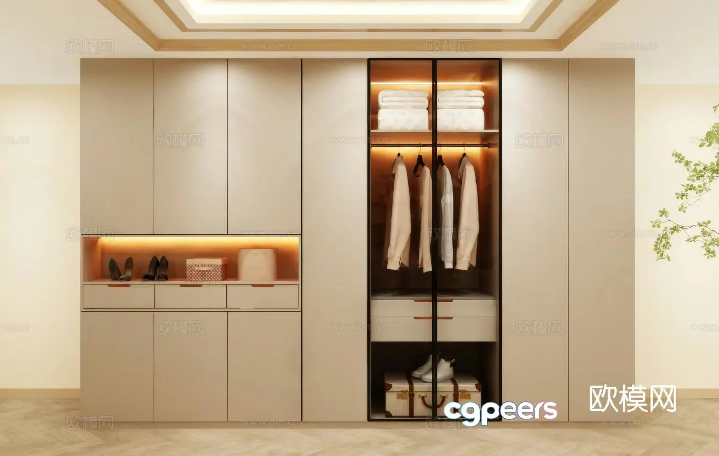 Modern Wardrobe Clothes Cabinet 3D Model