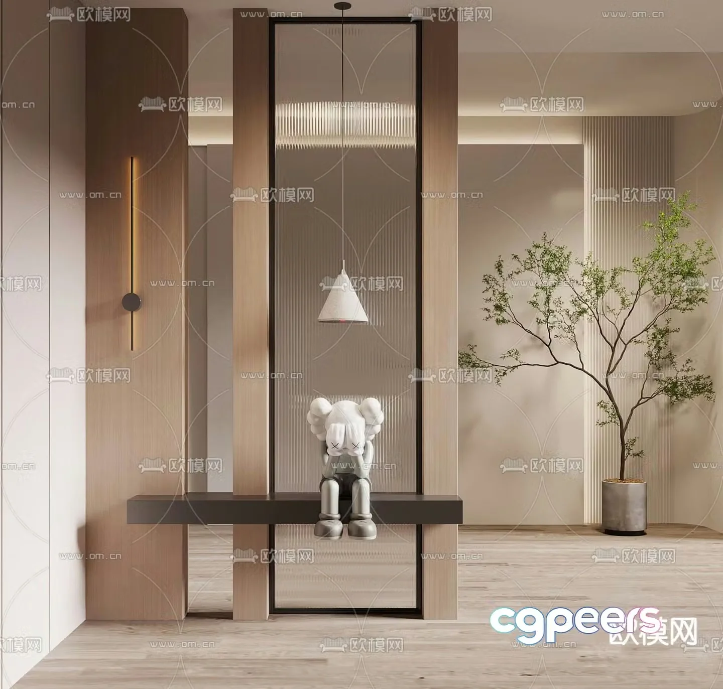 Entrance shoe cabinet multifunctional cabinet 3D model