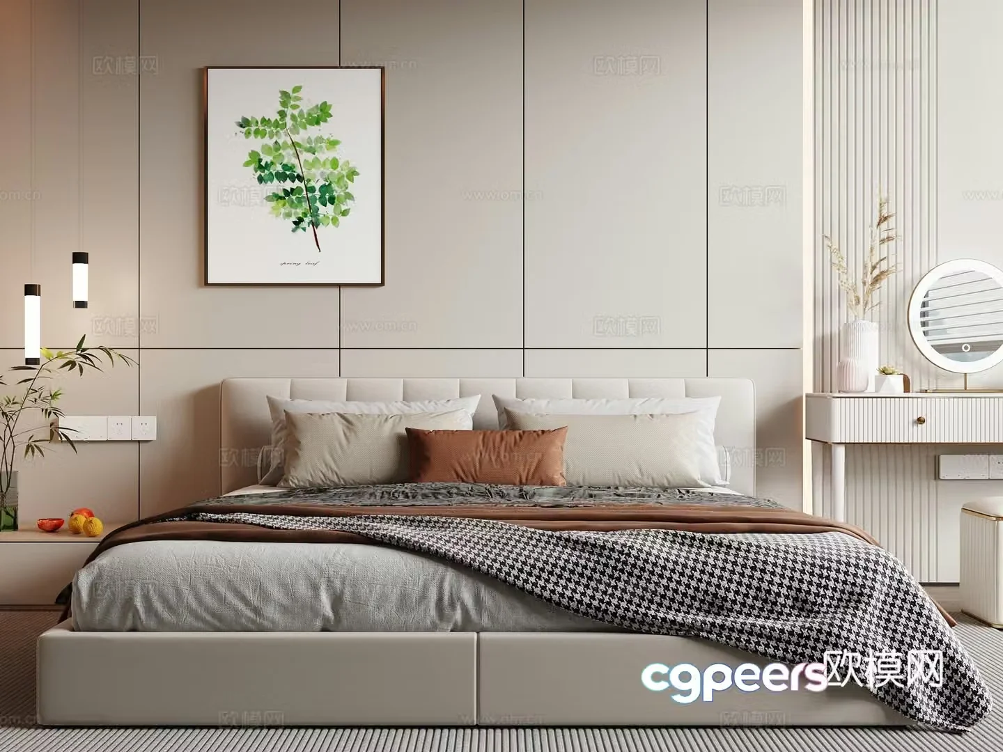 Modern double bed 3d model