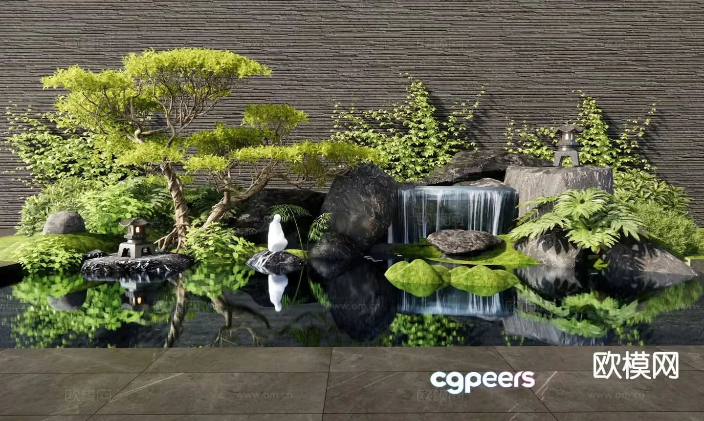 New Chinese style rockery waterscape fountain 3D model