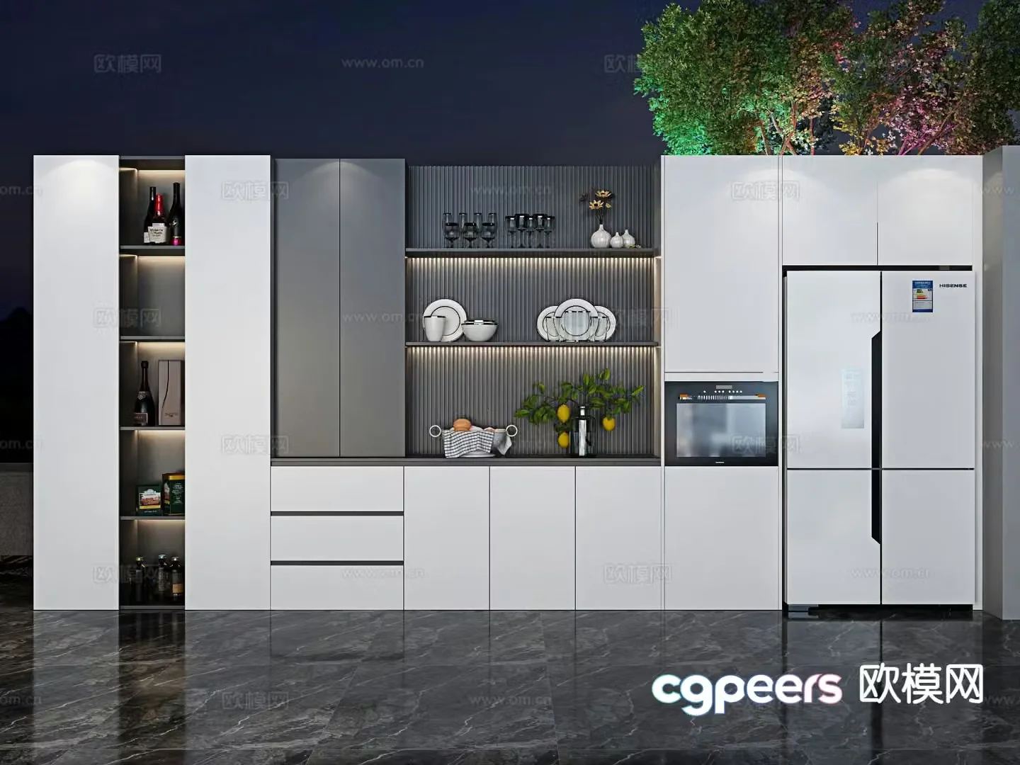 Modern sideboard wine cabinet 3d model