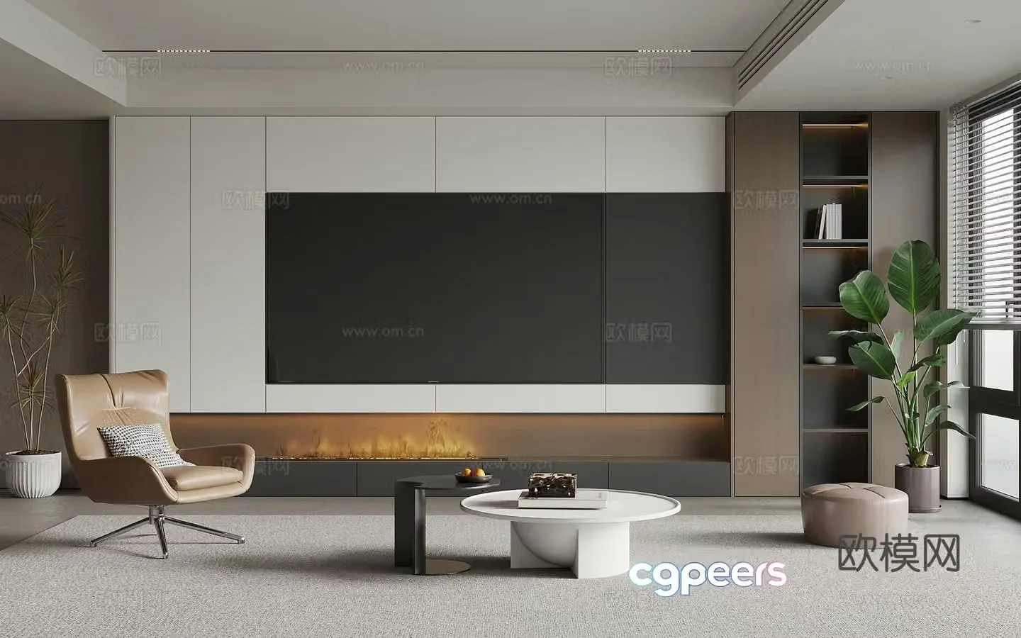 Modern Italian living room TV background wall sofa combination 3d model