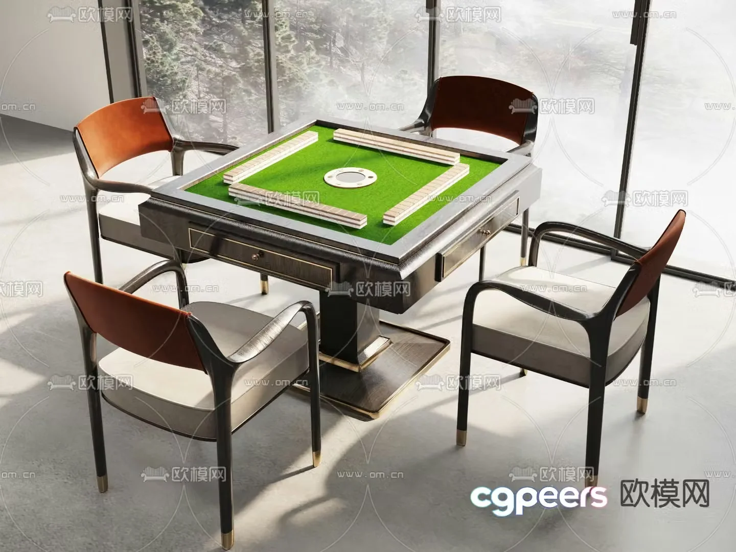 New Chinese style mahjong table mahjong machine 3d model