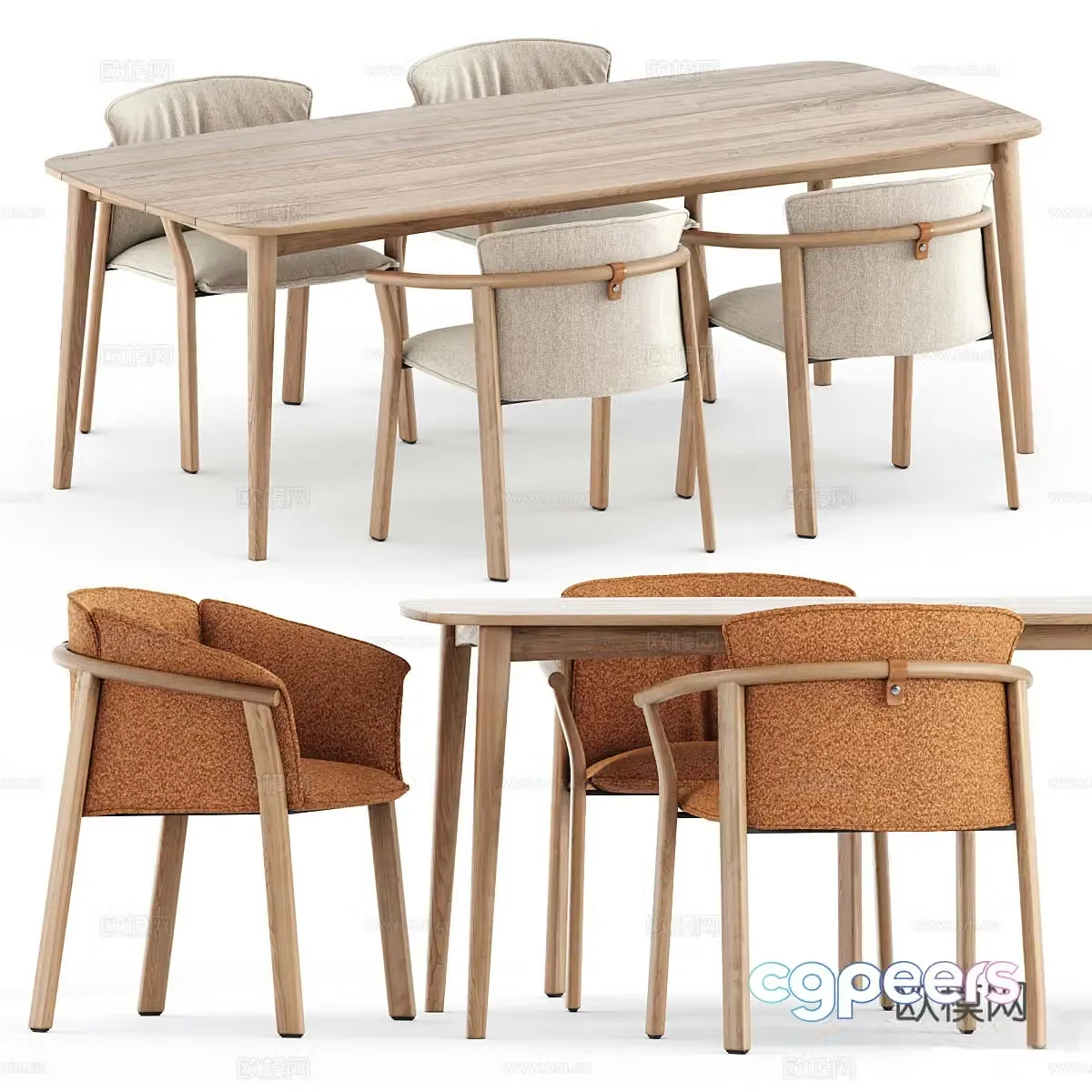 New Chinese dining table and chair 3D model