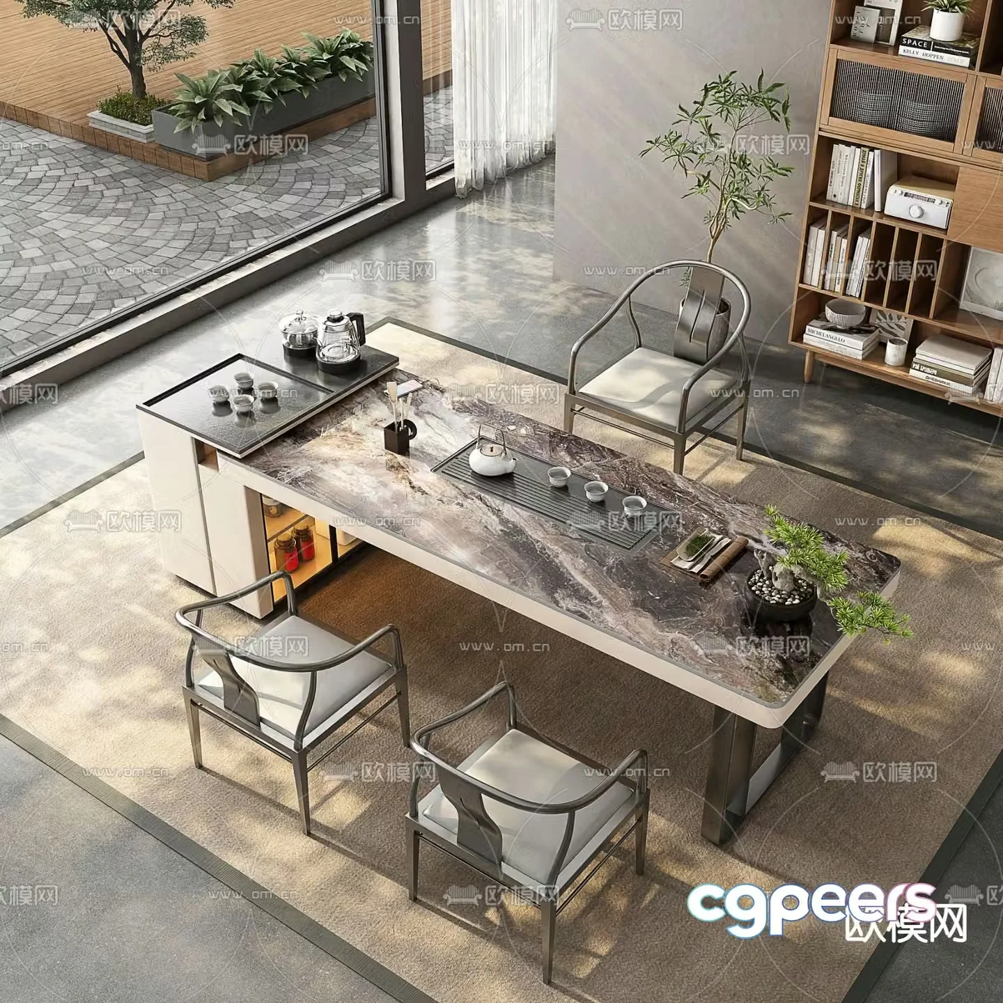 New Chinese style tea table tea making table 3d model