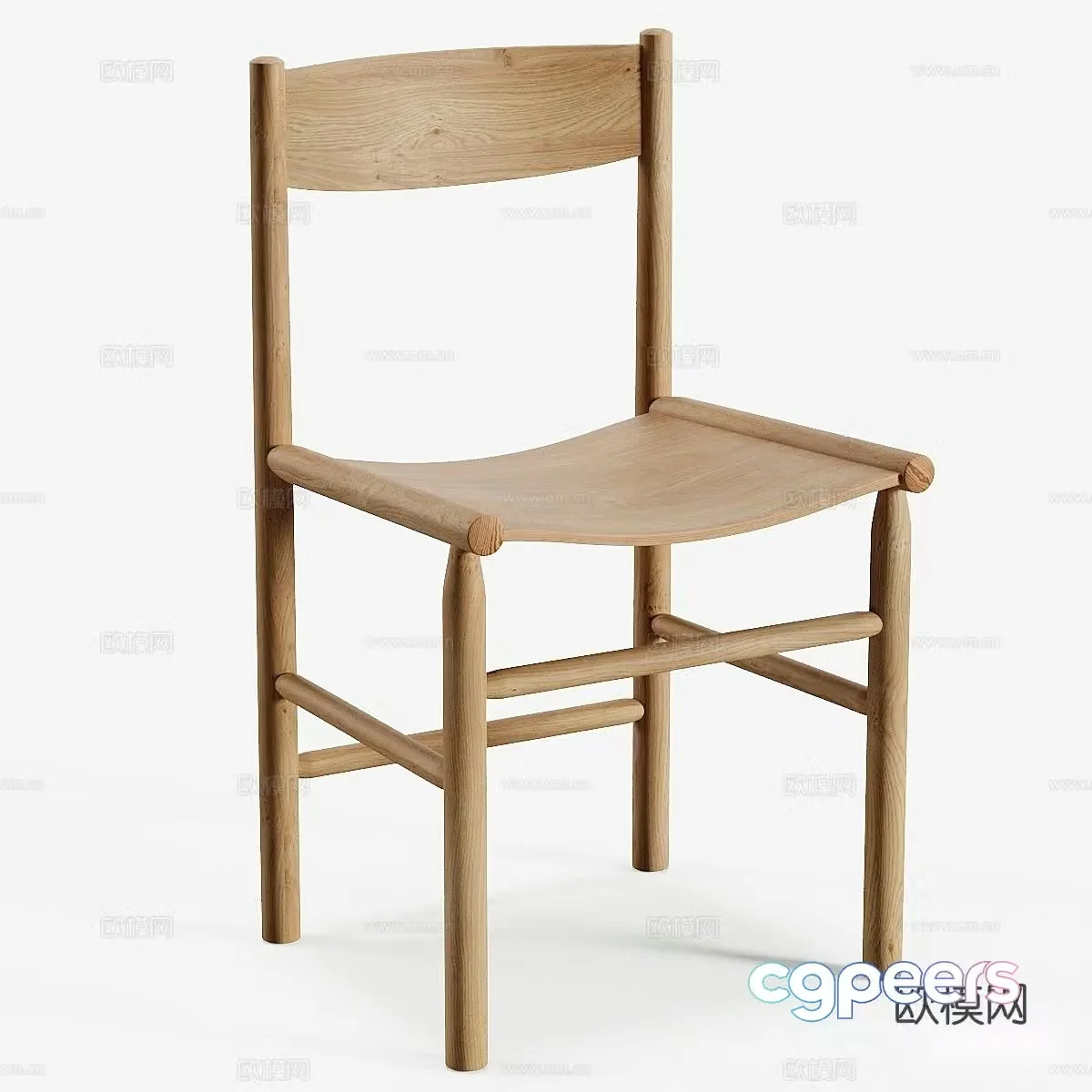 Log chair single chair 3d model