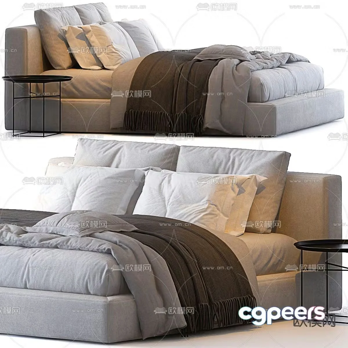 Modern double bed 3d model