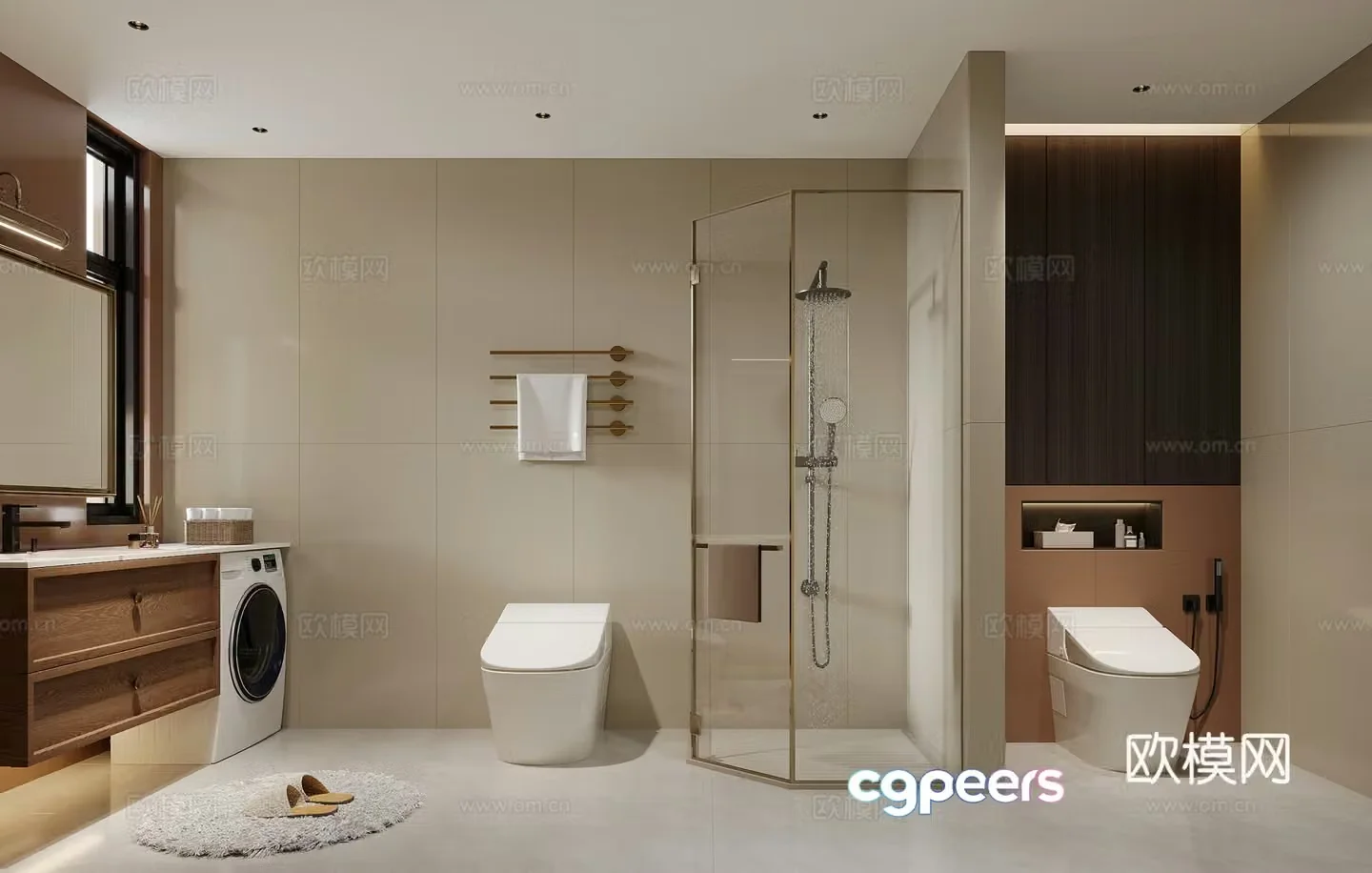 Modern minimalist bathroom 3d model