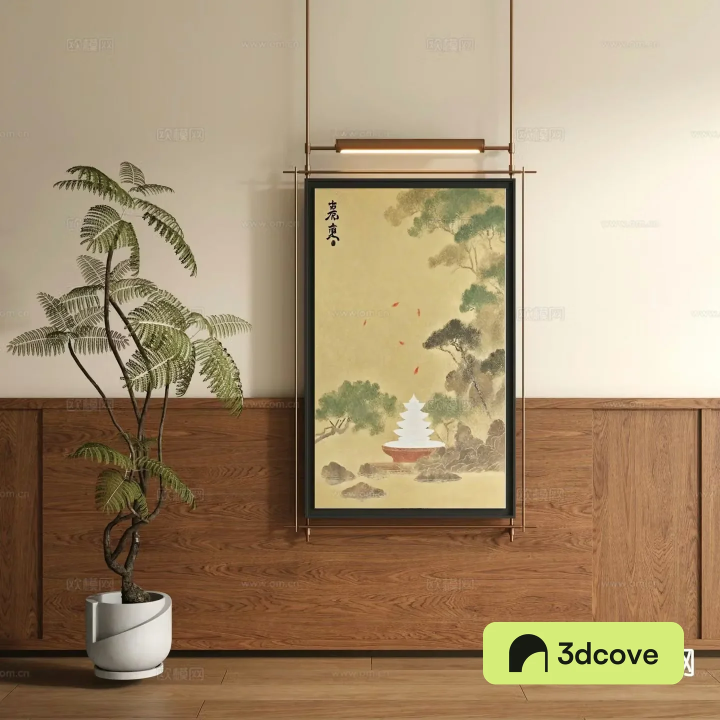 New Chinese style decorative painting metal pole hanging painting Zen painting