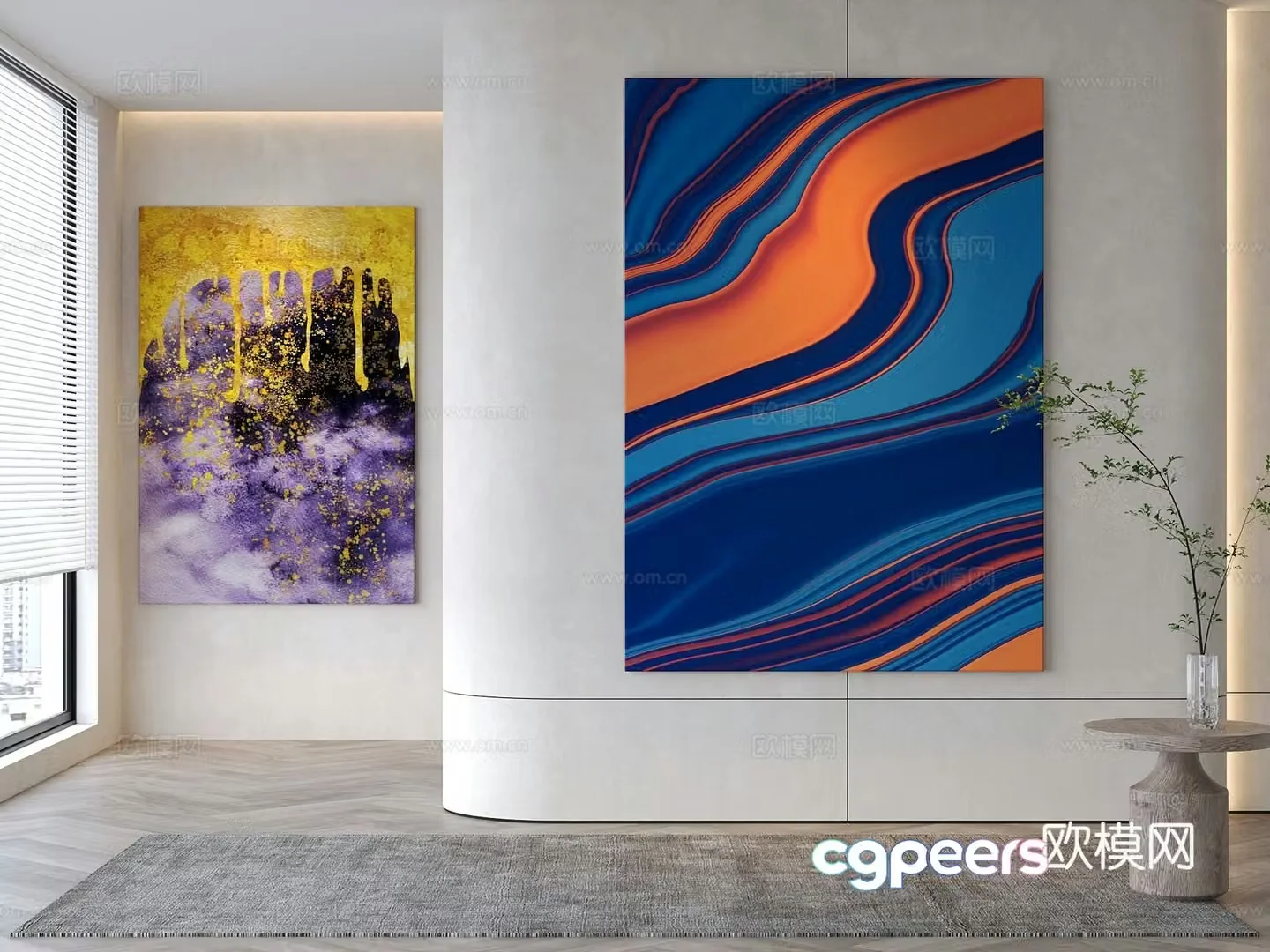 Modern decorative painting Texture painting Abstract painting 3d model