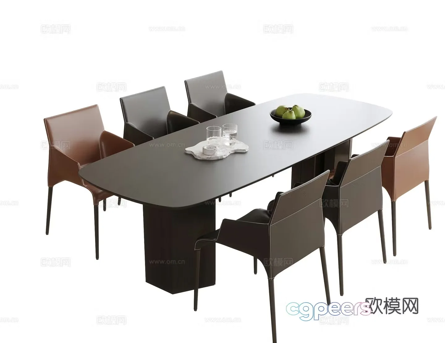 Modern dining table and chair dining chair 3d model