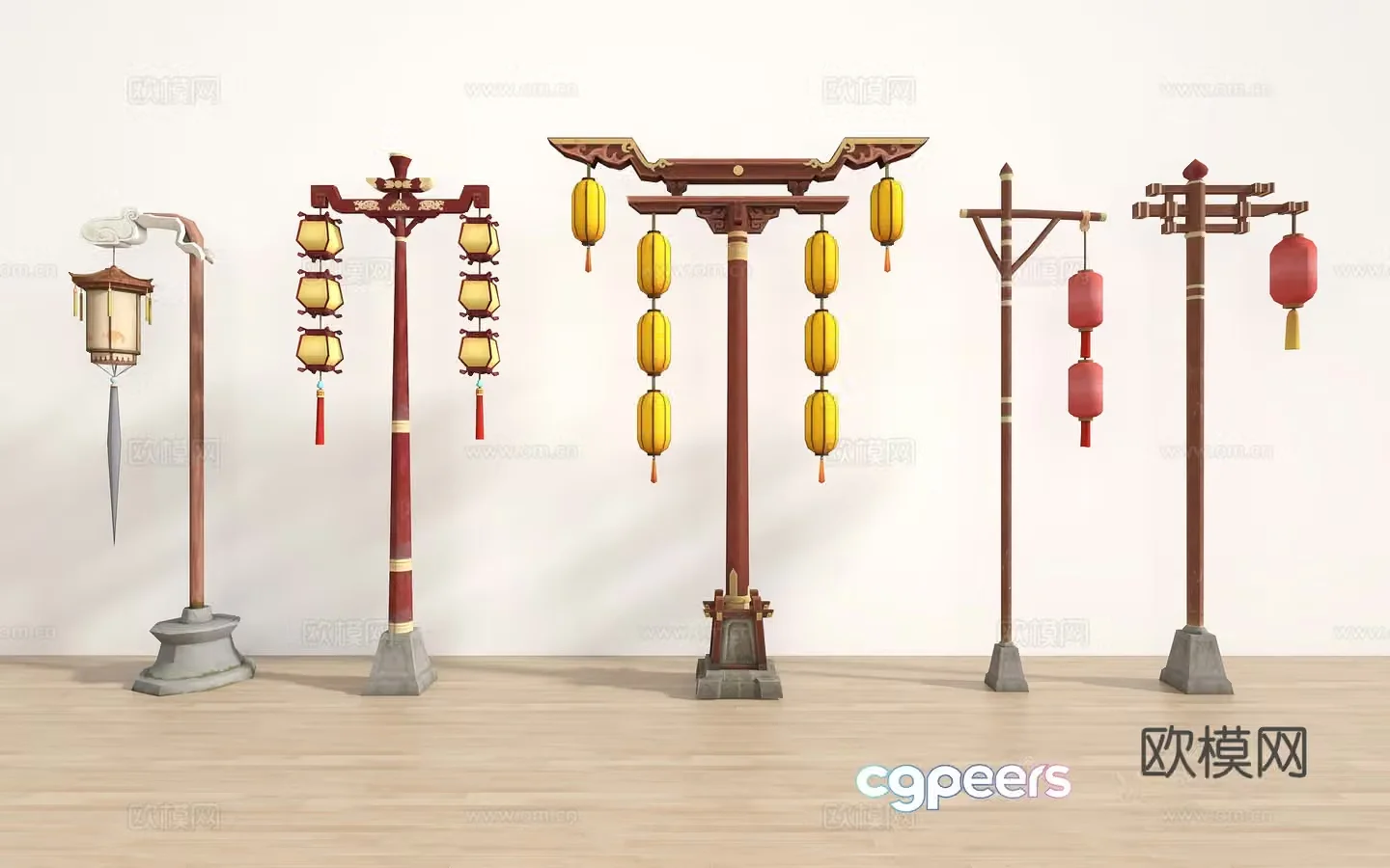 Chinese street lamp palace lantern 3D model