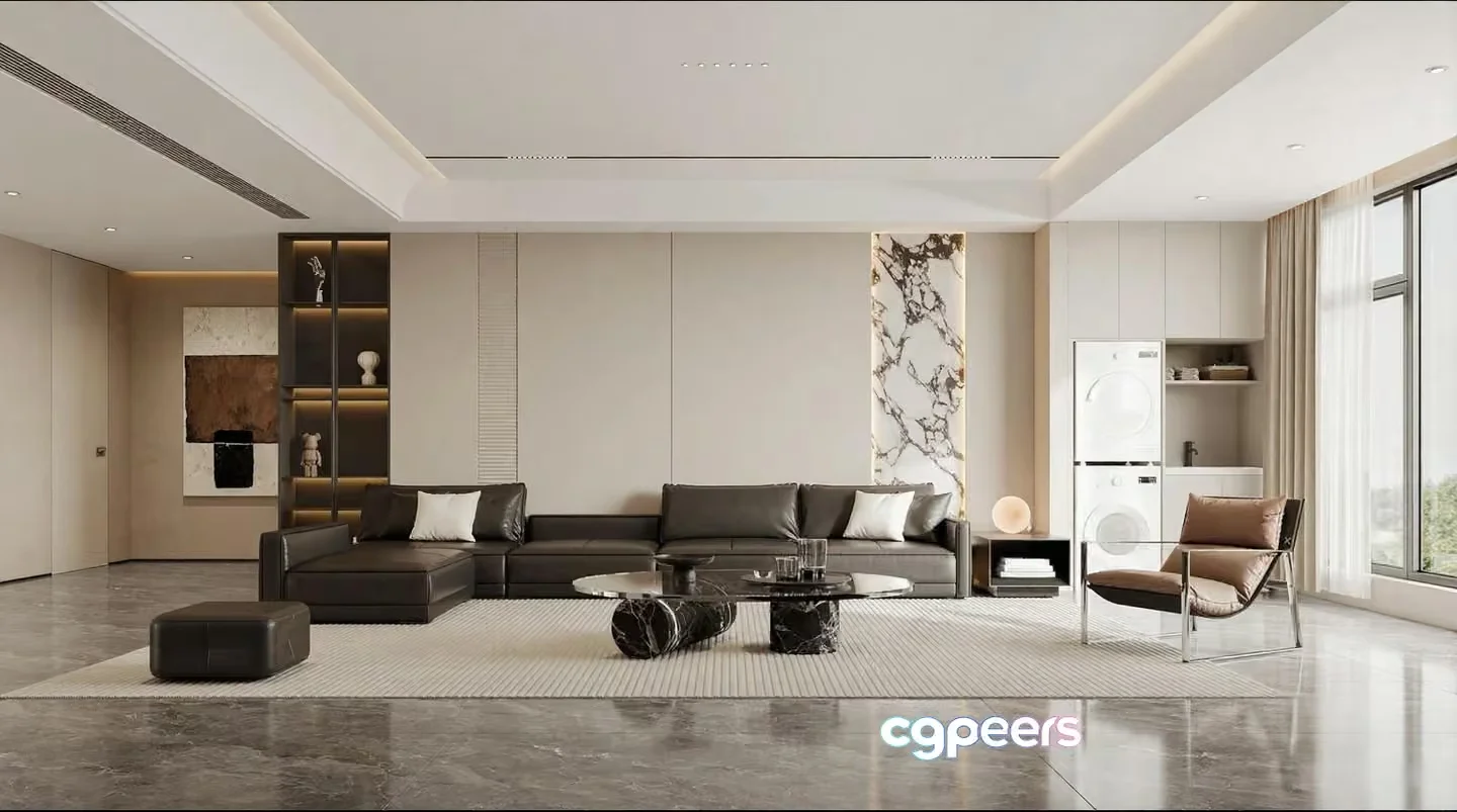 Modern Living Room 3D Model – 14800 – CORONA Render