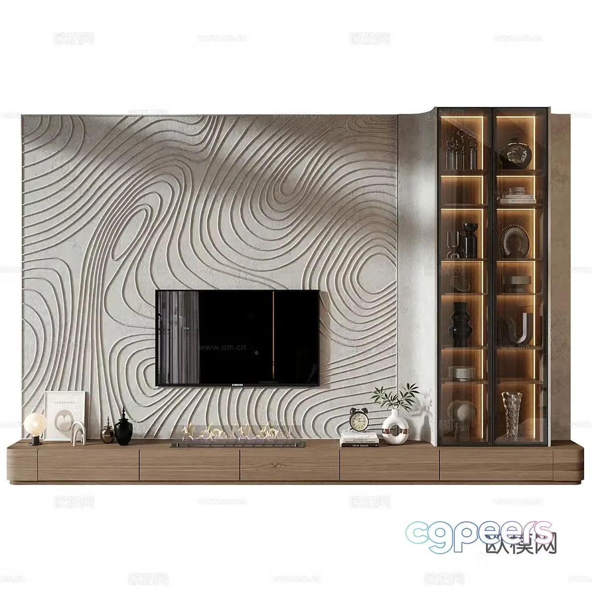 Modern Italian TV background wall 3d model