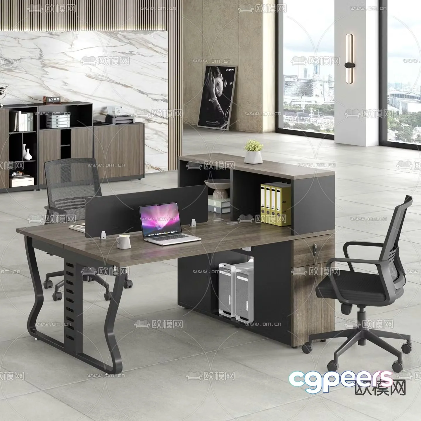 Office desk and chair staff table 3d model