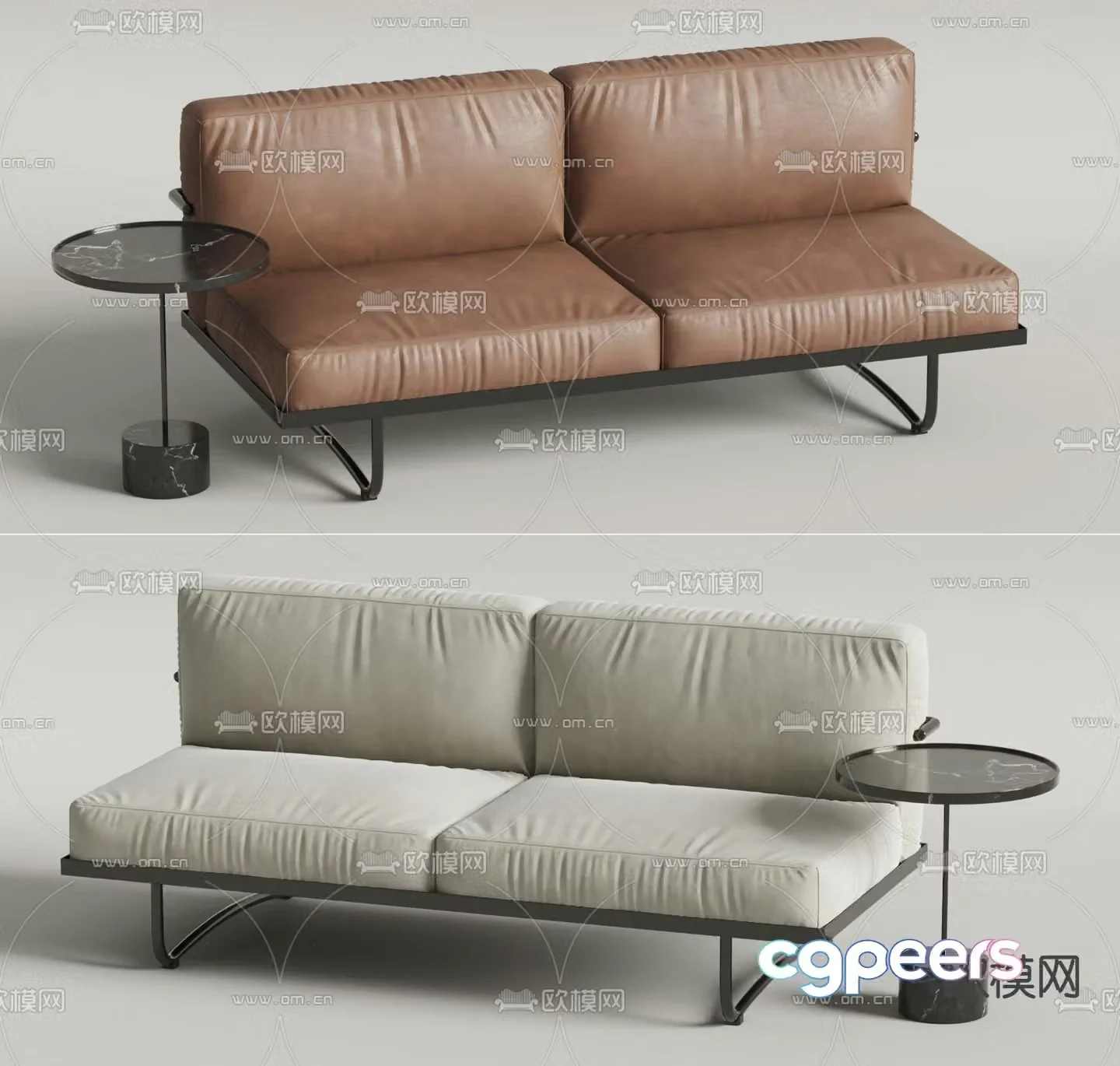 Asiades loveseat leather sofa 3d model