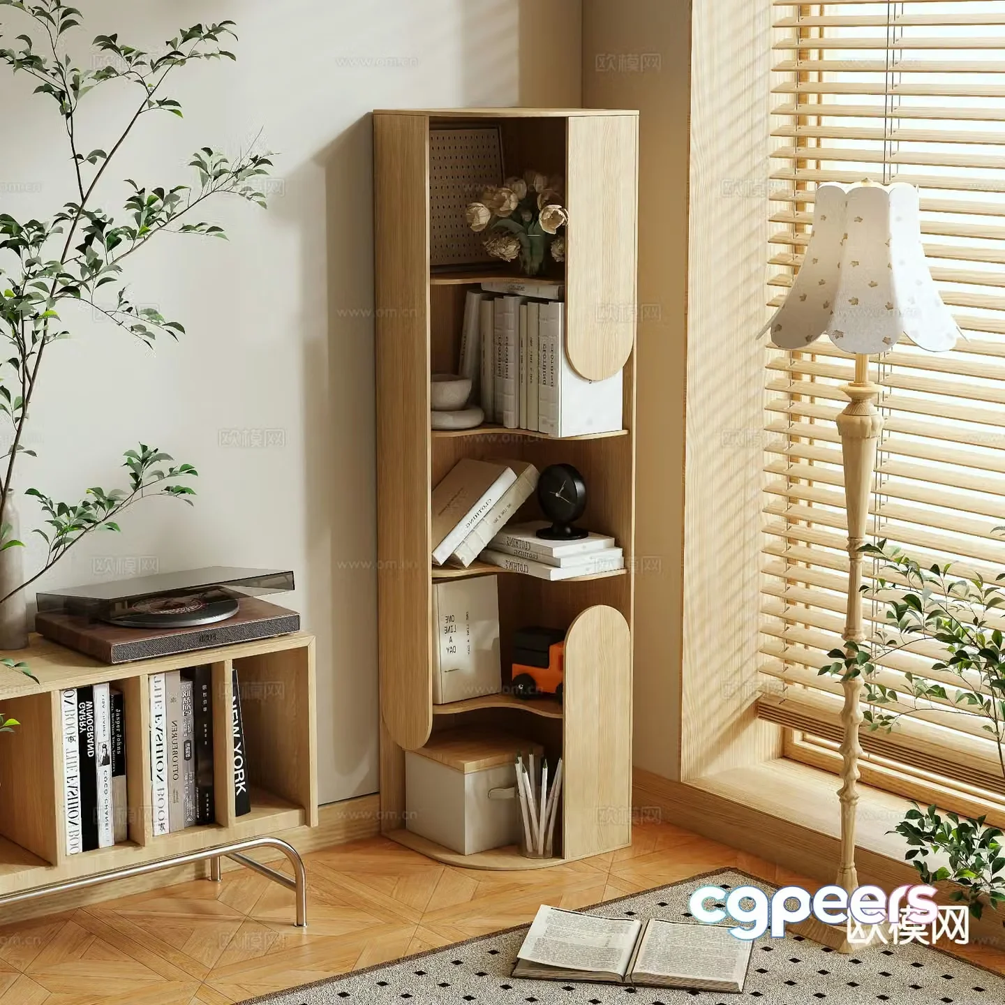 Medieval style bookshelf 3d model