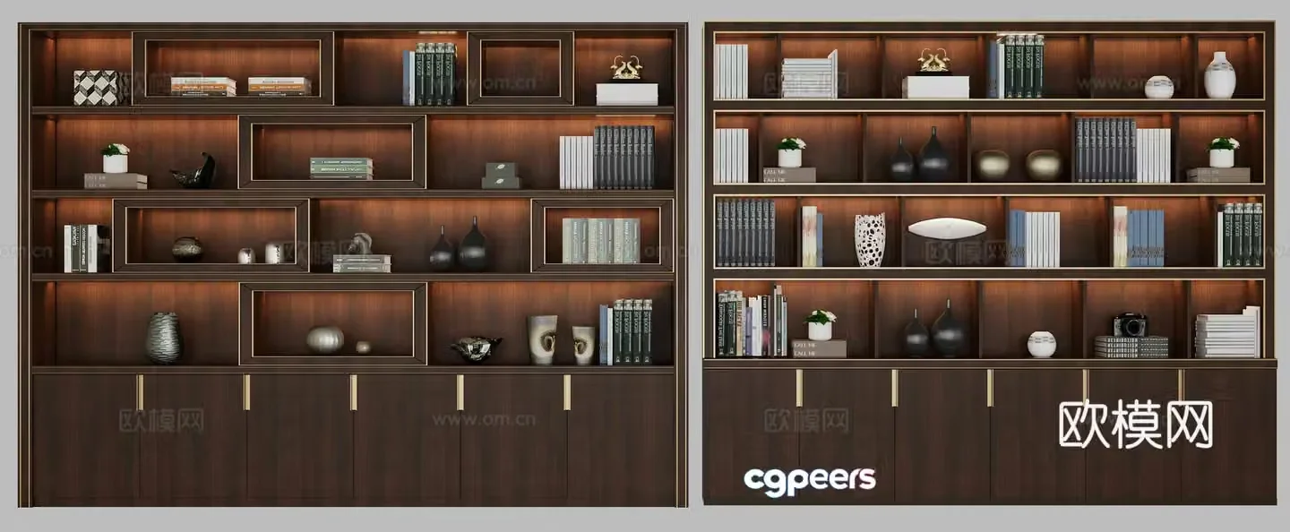 Chinese decorative cabinet bookcase combination 3D model