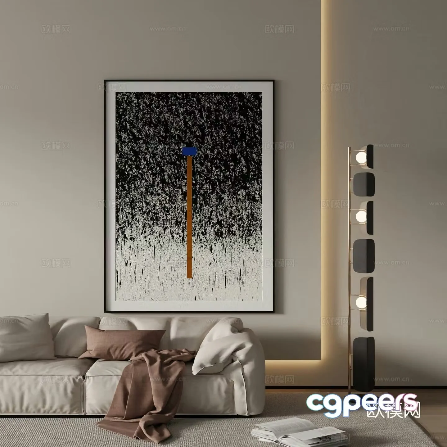 Modern abstract painting Decorative painting 3d model