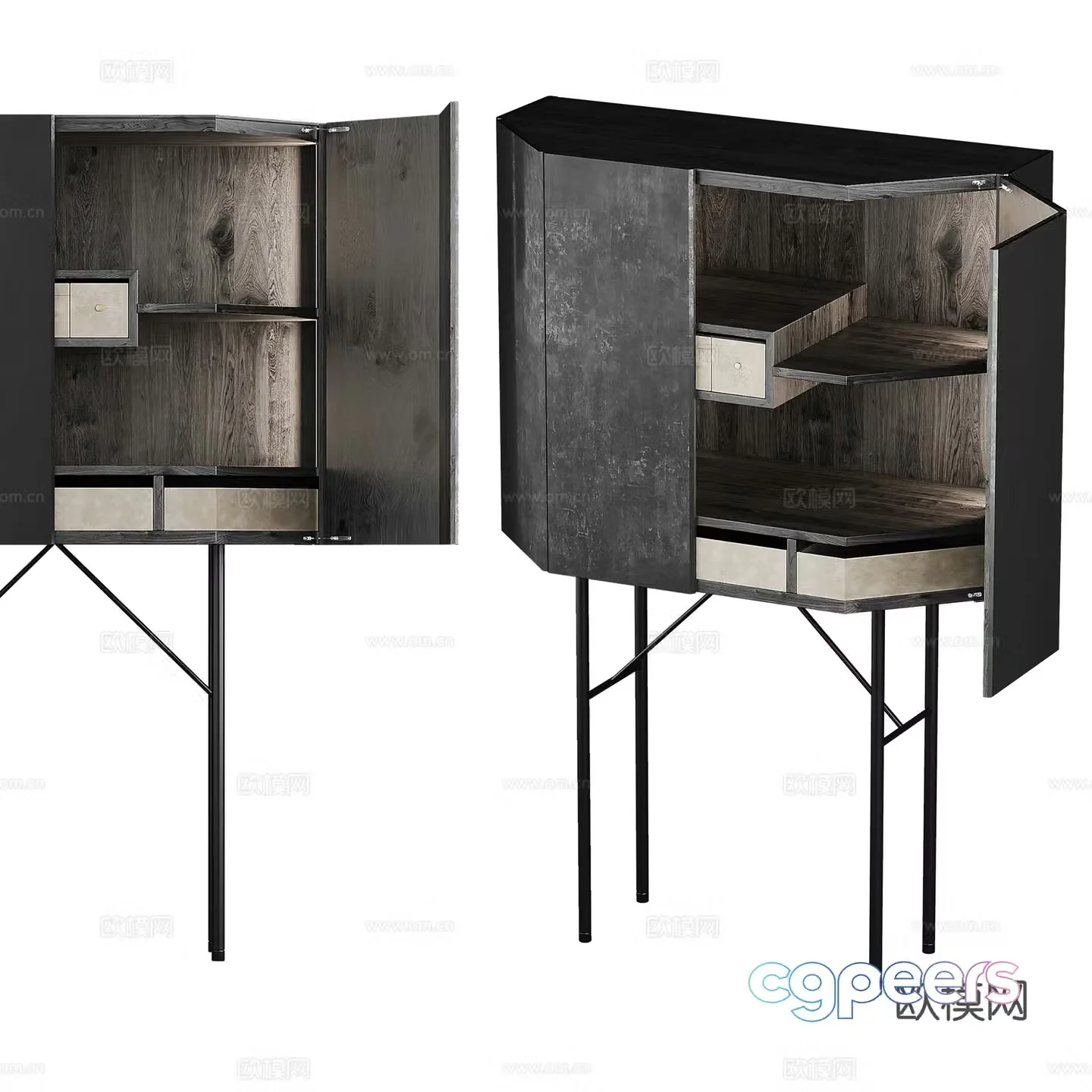 Modern Italian sideboard high-legged cabinet 3D model