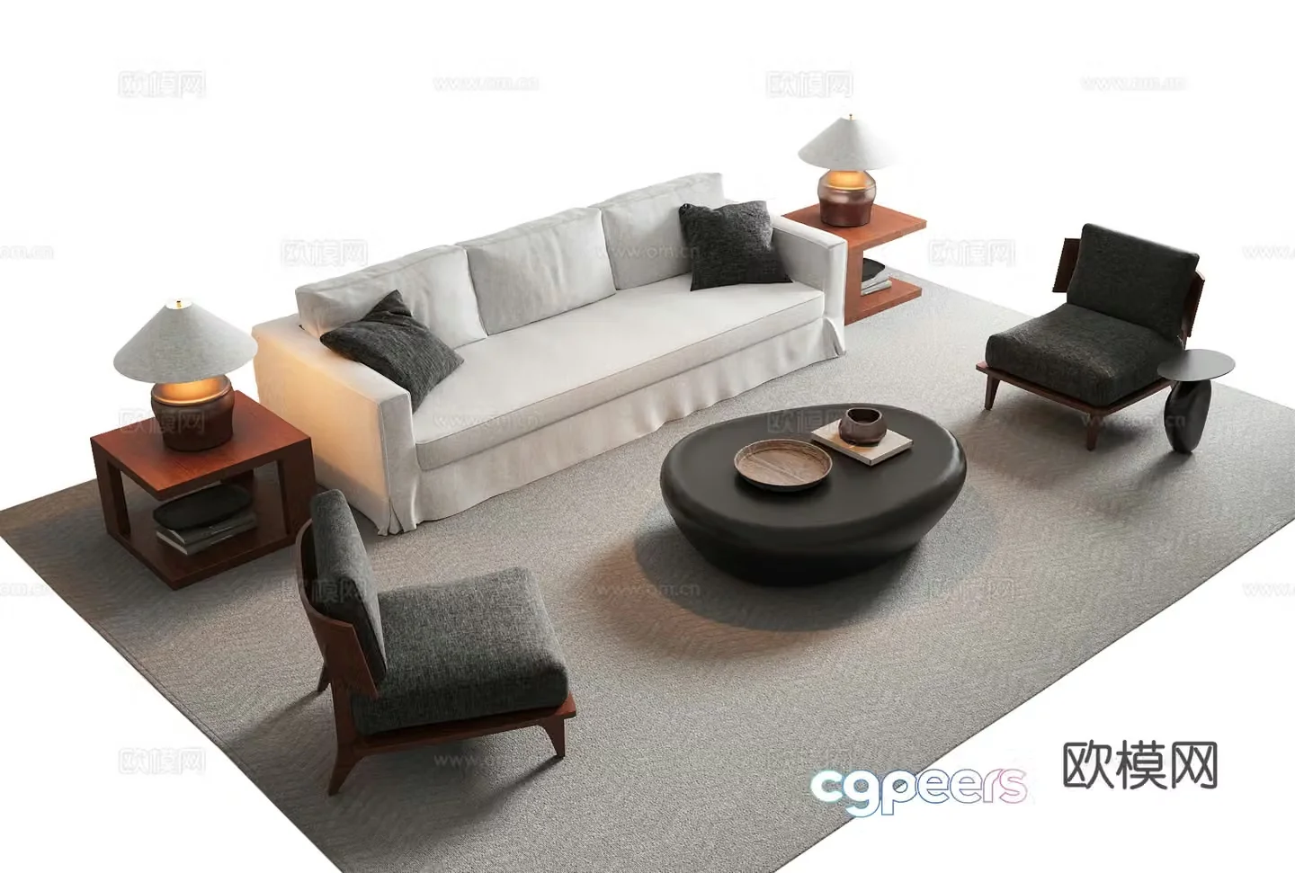 Modern sofa coffee table modular sofa 3d model