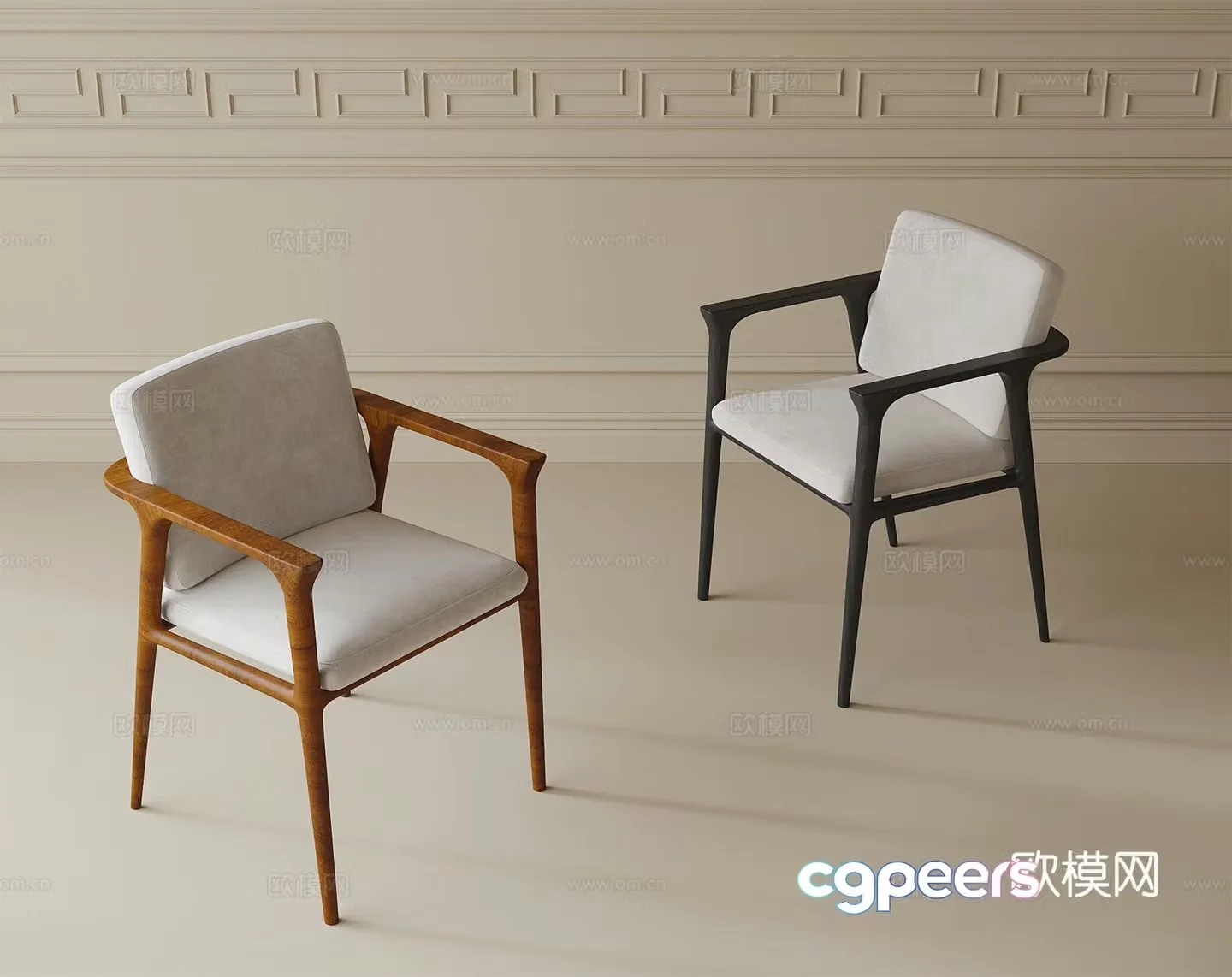 Modern single chair dining chair book chair tea chair 3d model