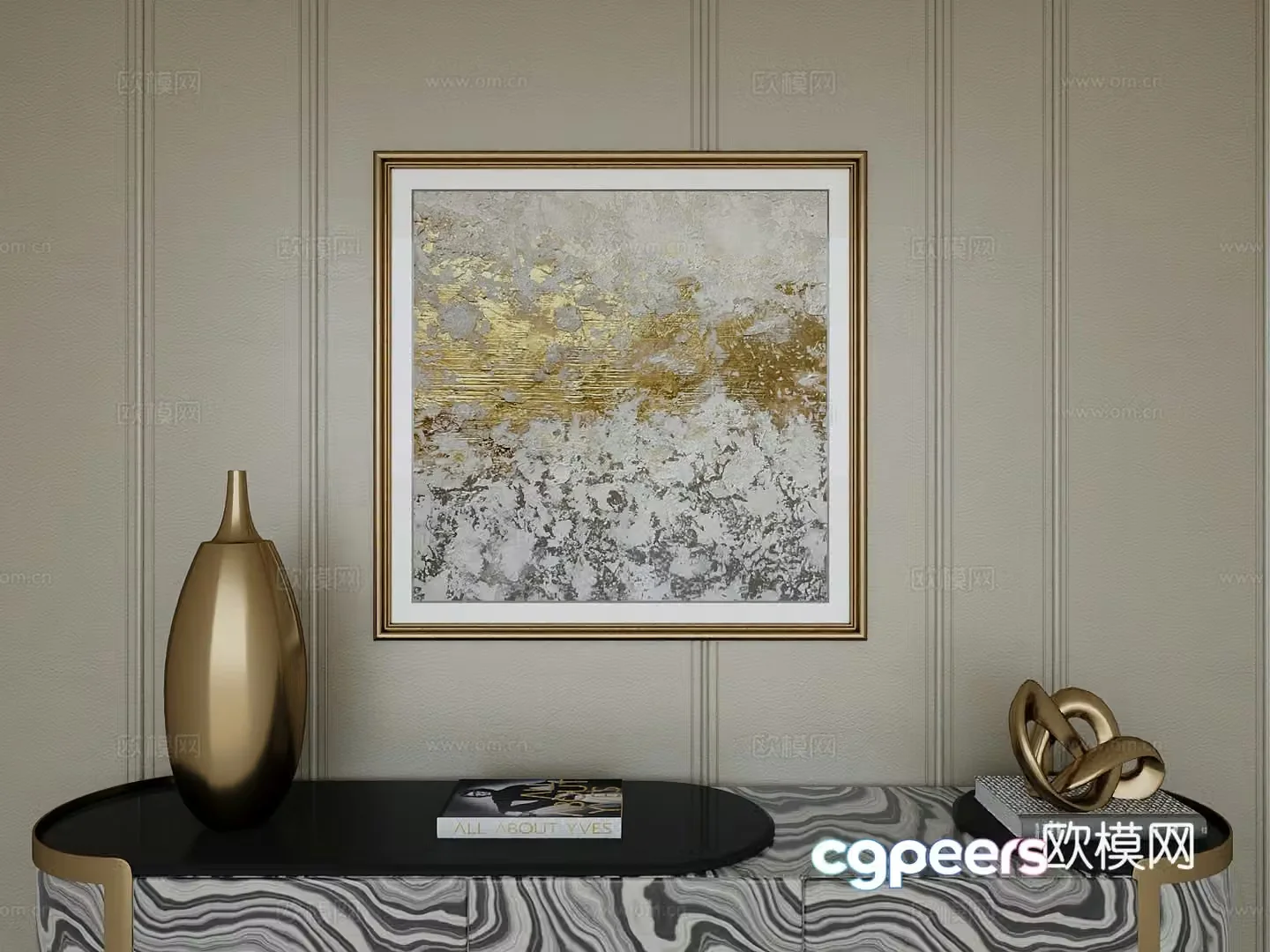 Italian light luxury high-end hanging painting 3D model