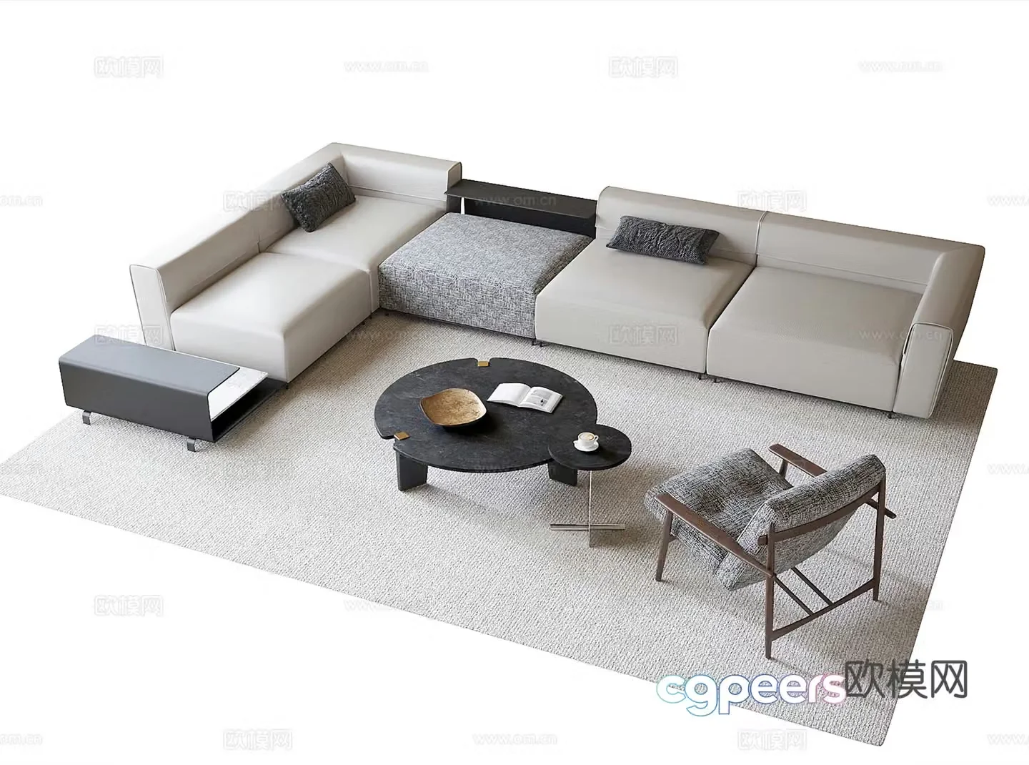 Modern sofa coffee table combination multi-person sofa leisure chair coffee table 3d model