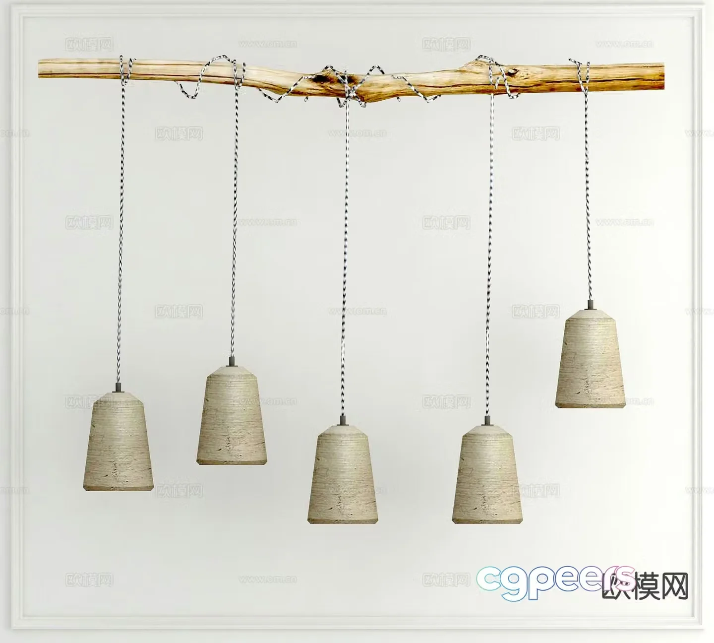 Wabi-sabi chandelier cement chandelier 3d model