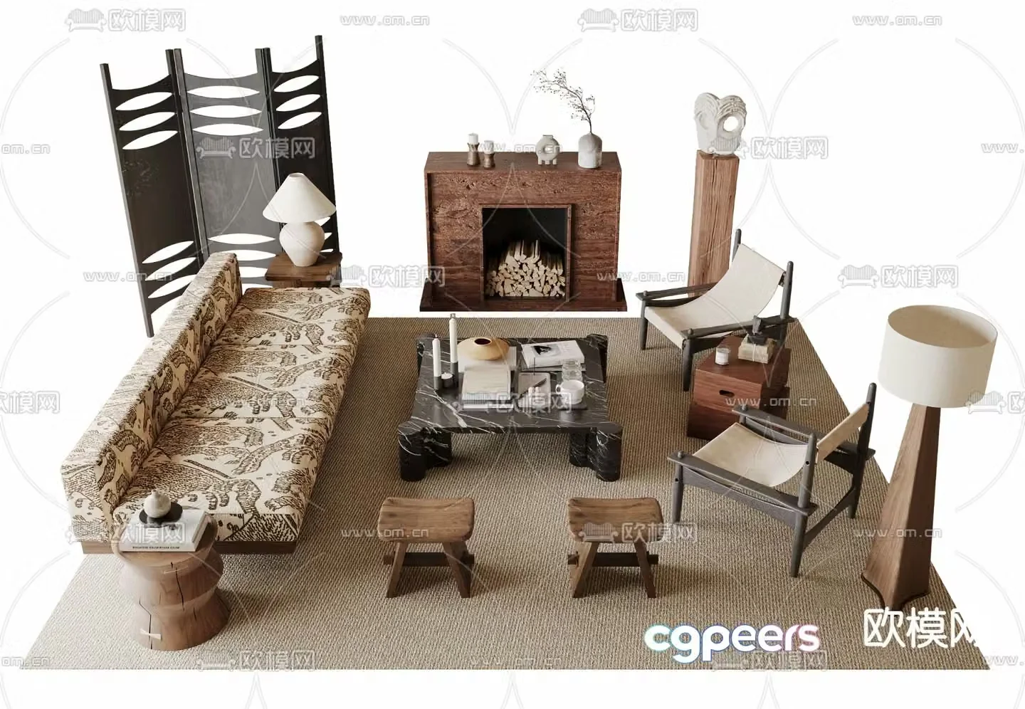 Medieval style modular sofa 3D model